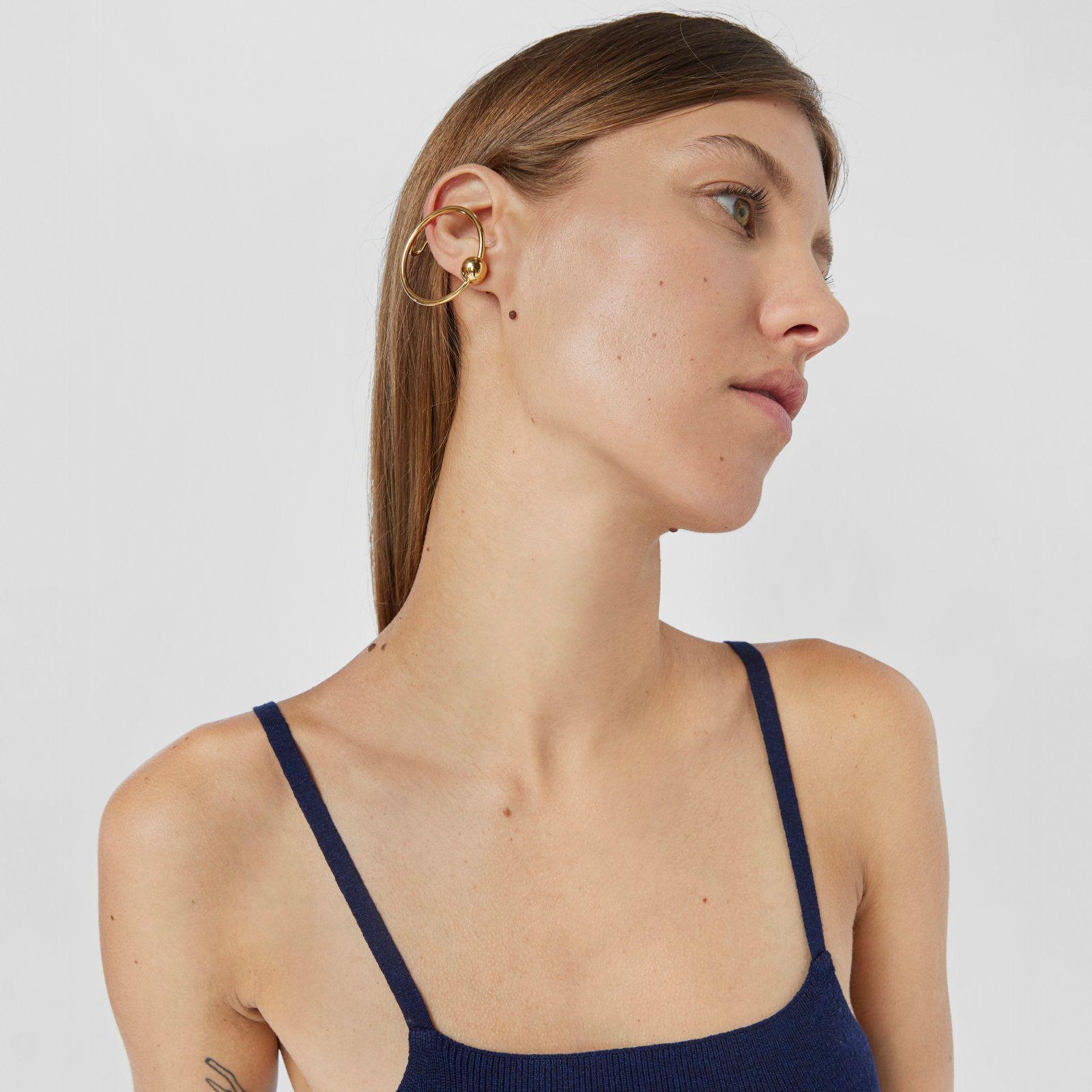 Earcuff con baño de oro 18 kt sobre plata círculo Plump-7