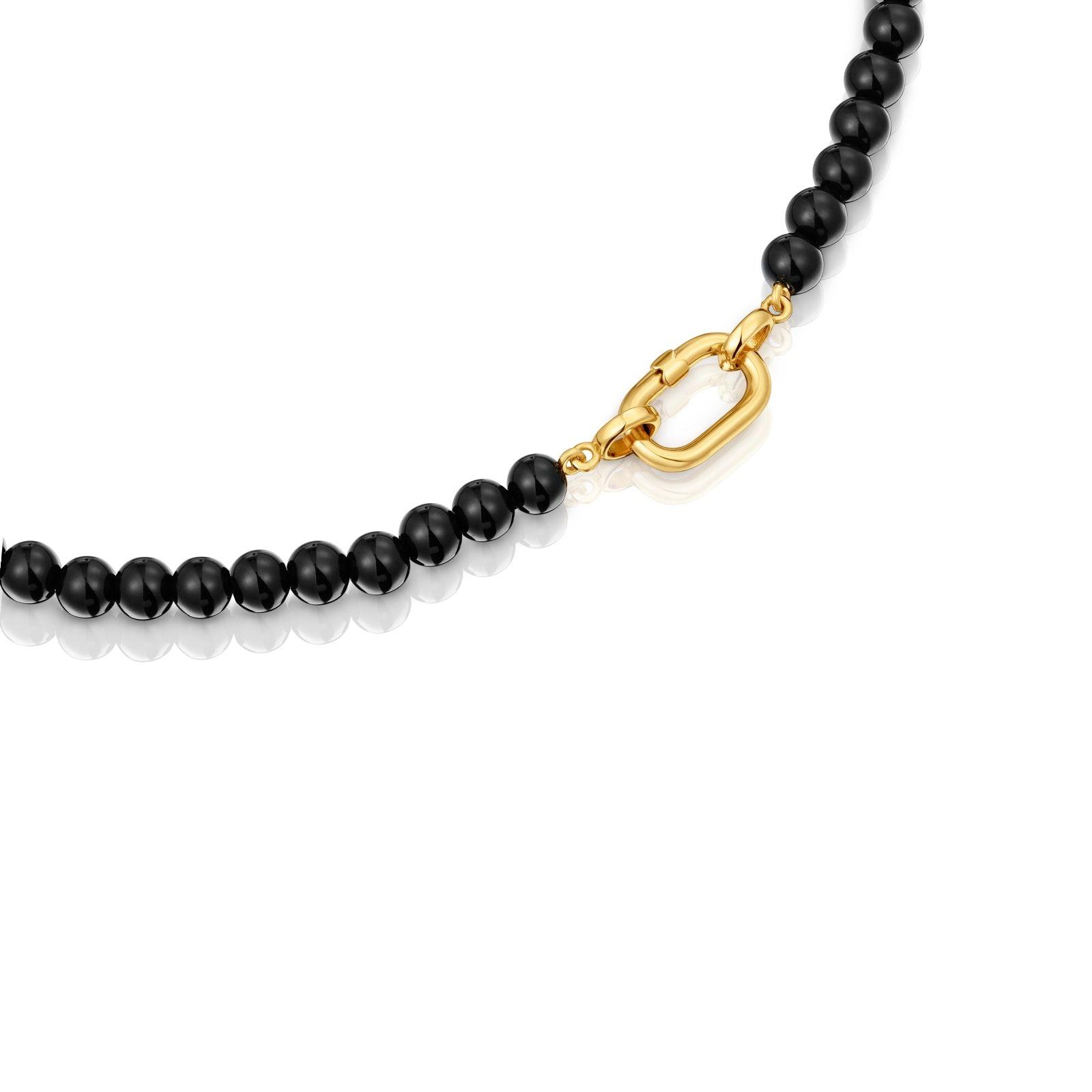 Collar corto con baño de oro 18 kt sobre plata y ónix TOUS Hold Oval-1