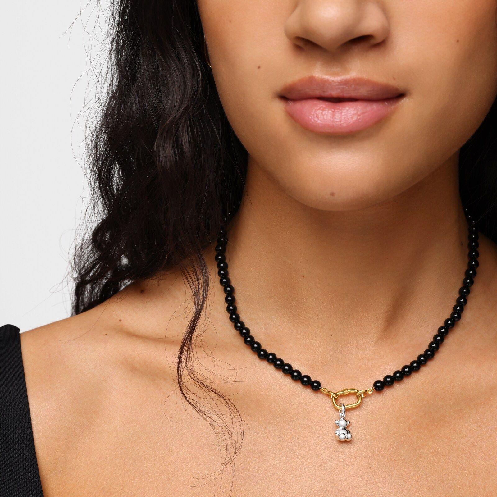 Collar corto con baño de oro 18 kt sobre plata y ónix TOUS Hold Oval-3
