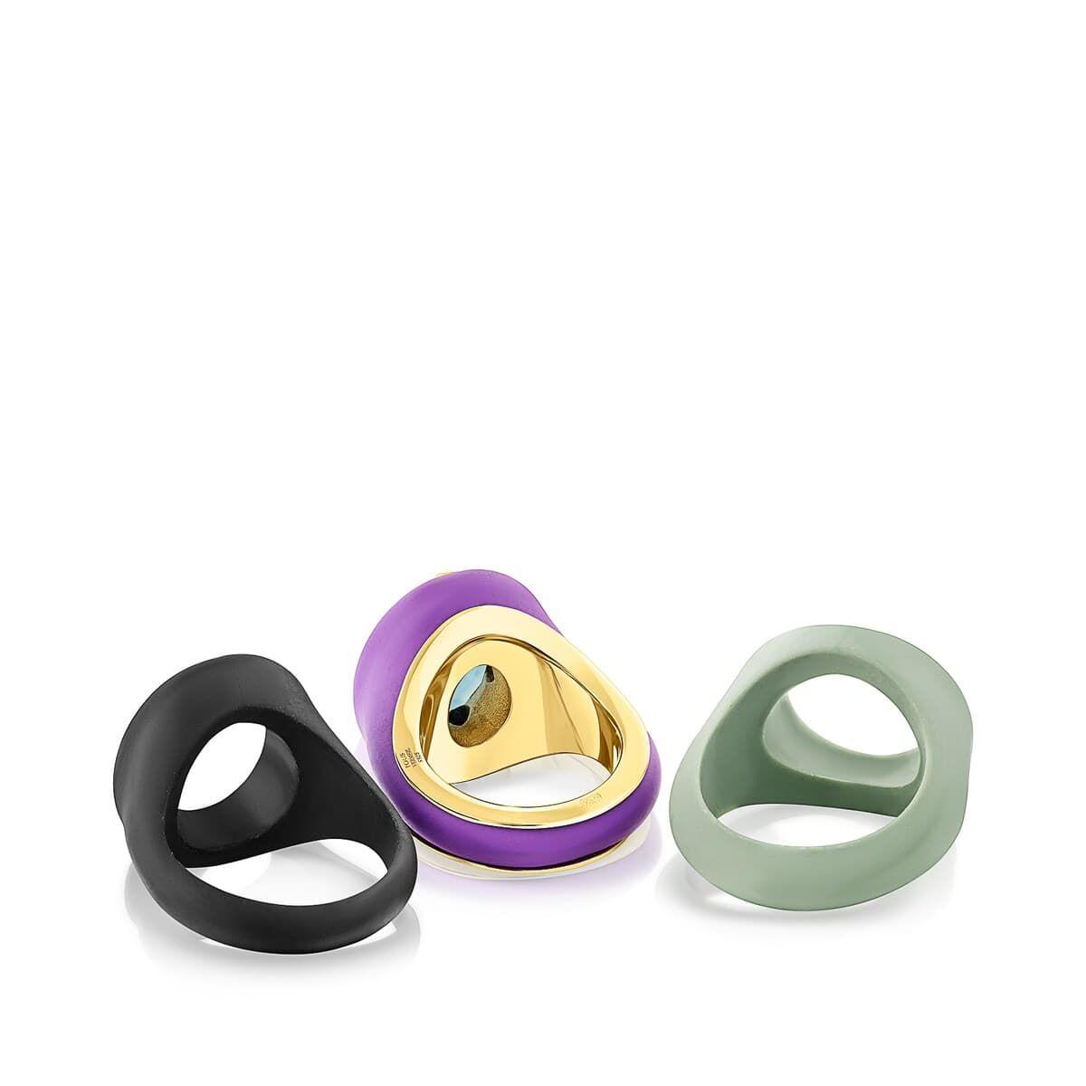 Anillo con baño de oro sobre plata fundas intercambiables-1