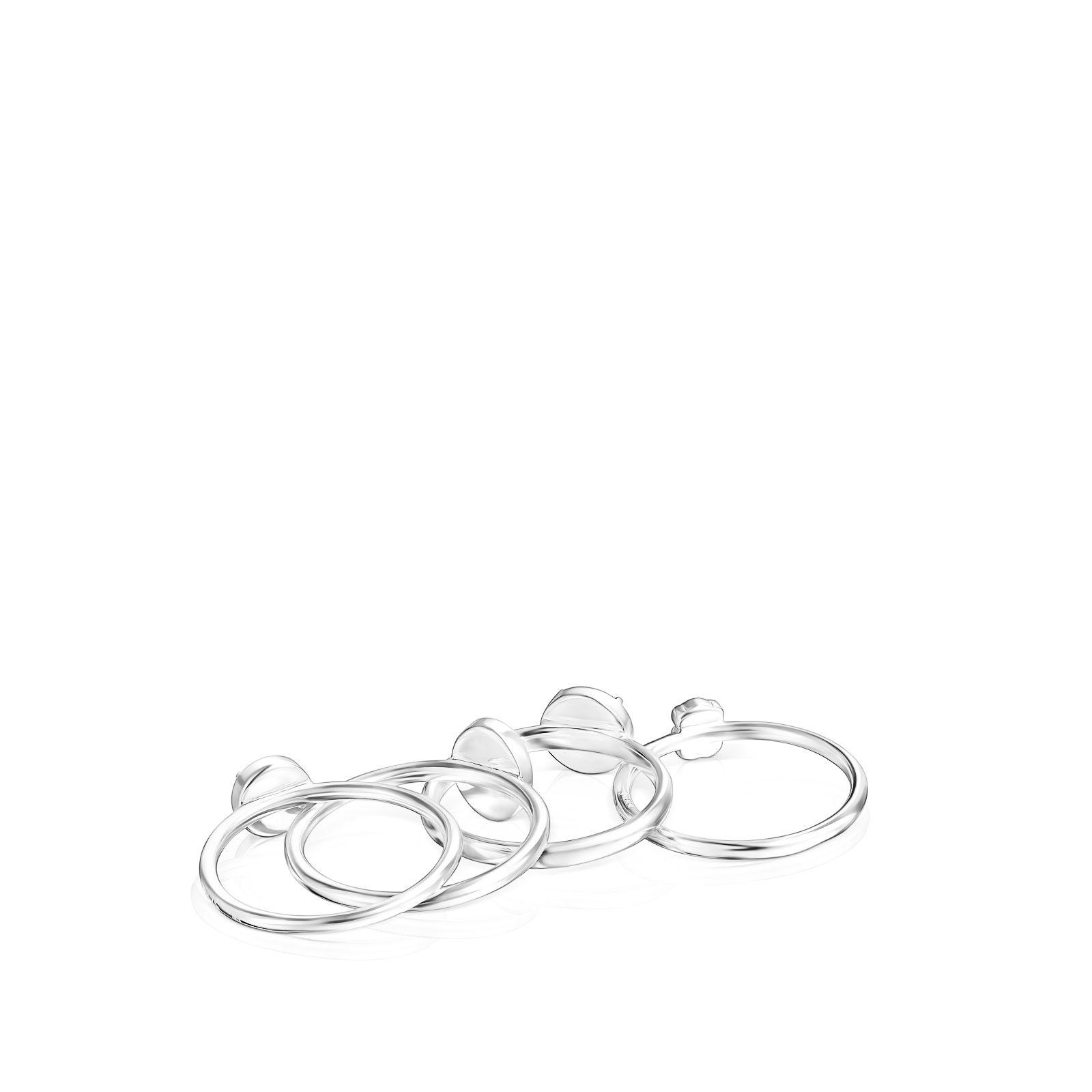 Pack de cuatro Anillos Cool Color de plata y gemas Tous-2