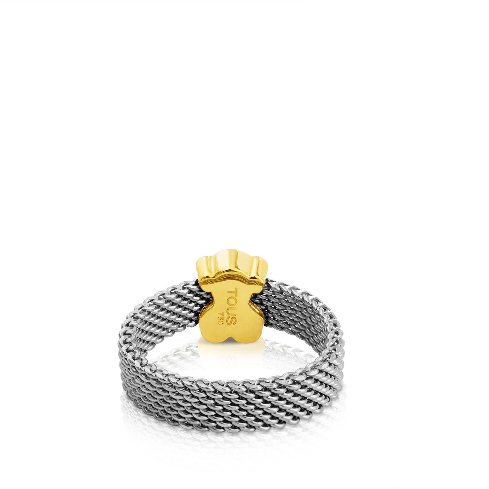 Anillo Tous Mesh de Acero y Oro-1