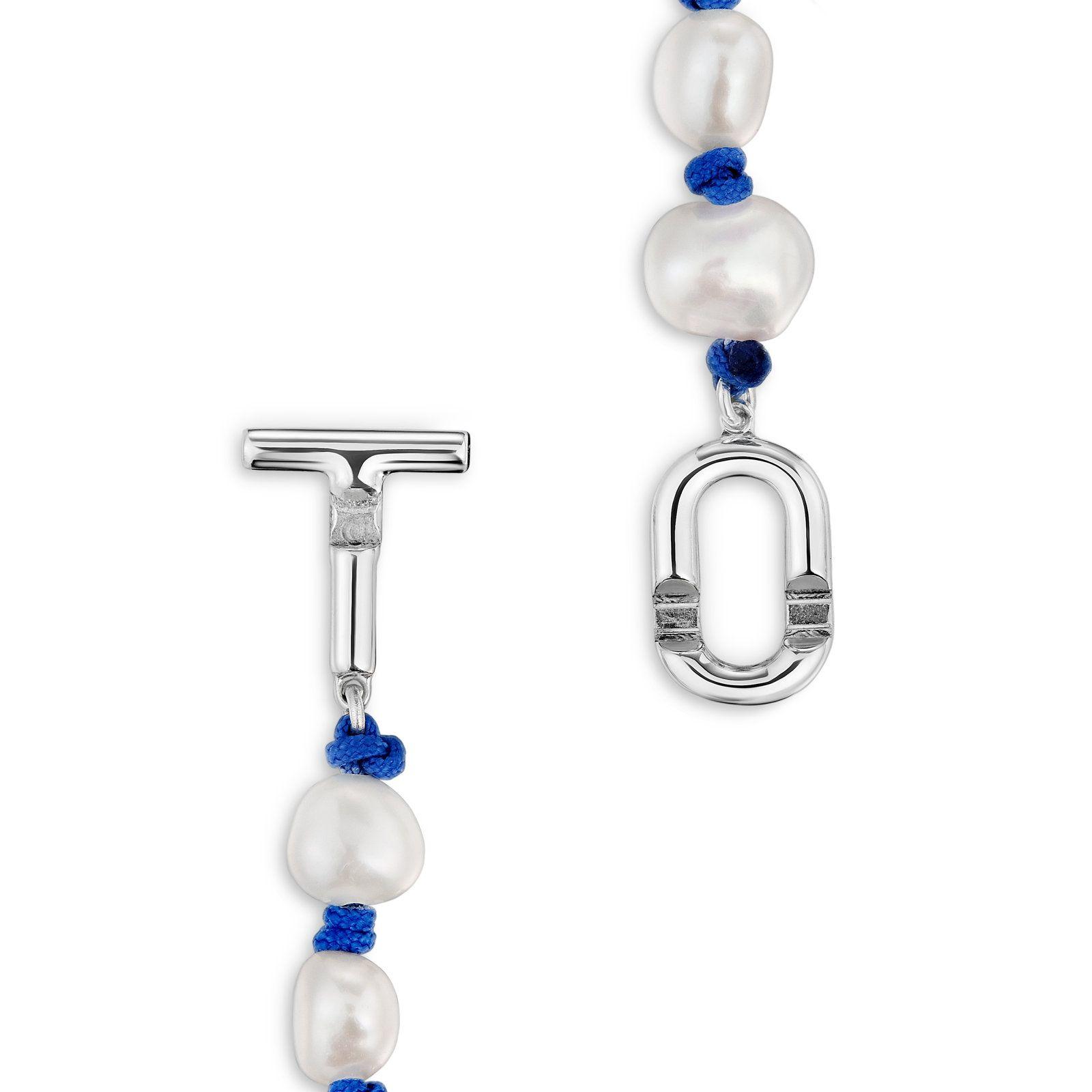 Pulsera nylon azul plata y perlas cultivadas TOUS-2