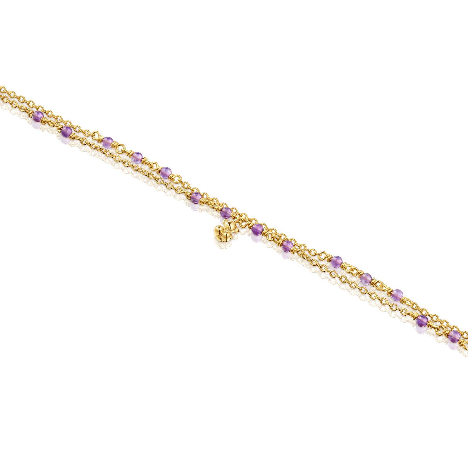 Pulsera de plata vermeil y amatista Bold Bear-2