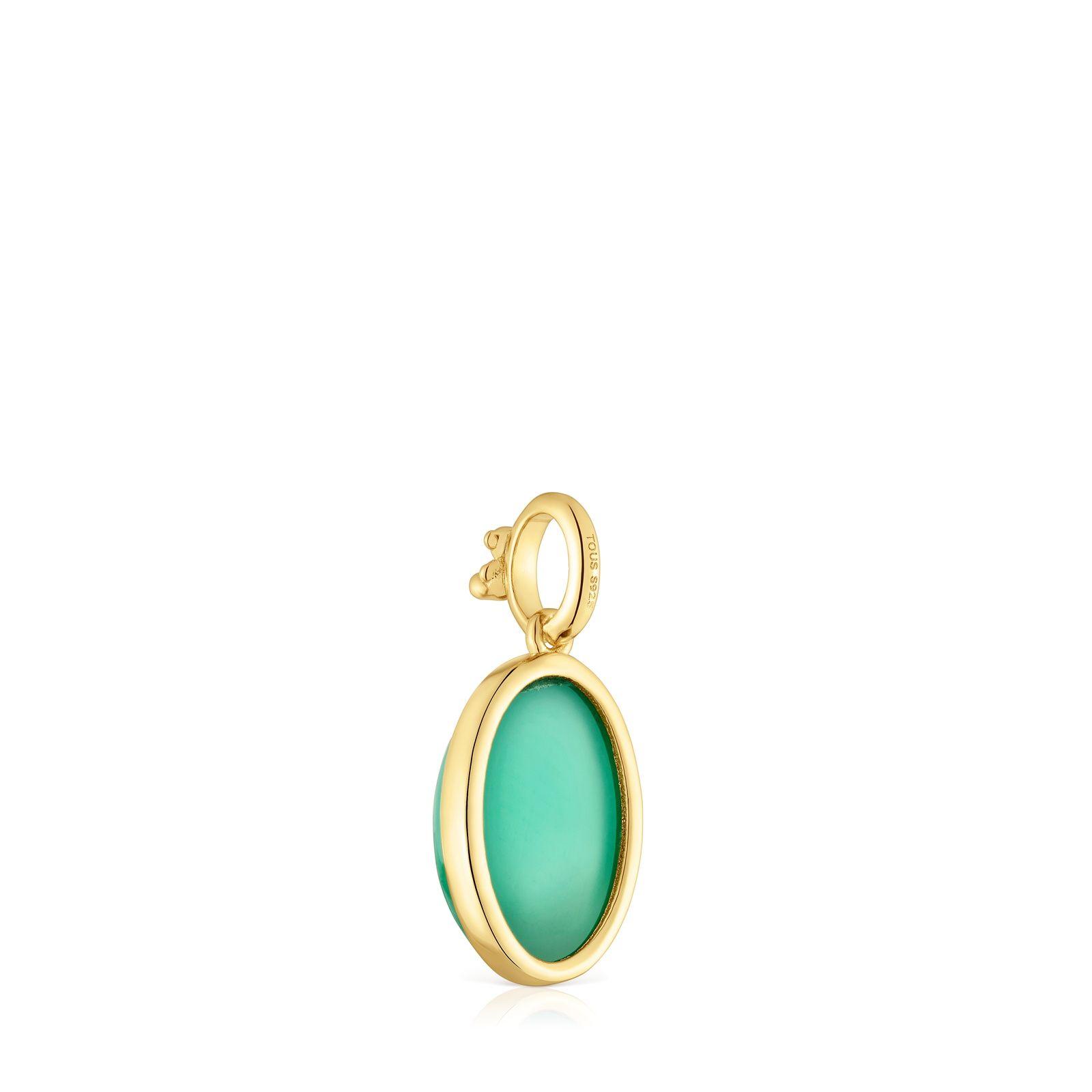 Colgante pequeño baño de oro 18 kt sobre plata calcedonia-2