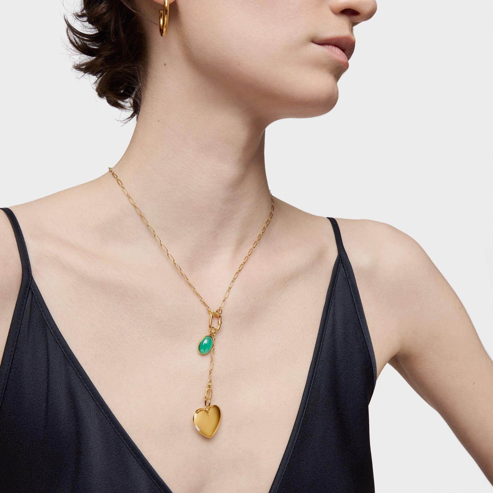 Colgante pequeño baño de oro 18 kt sobre plata calcedonia-4