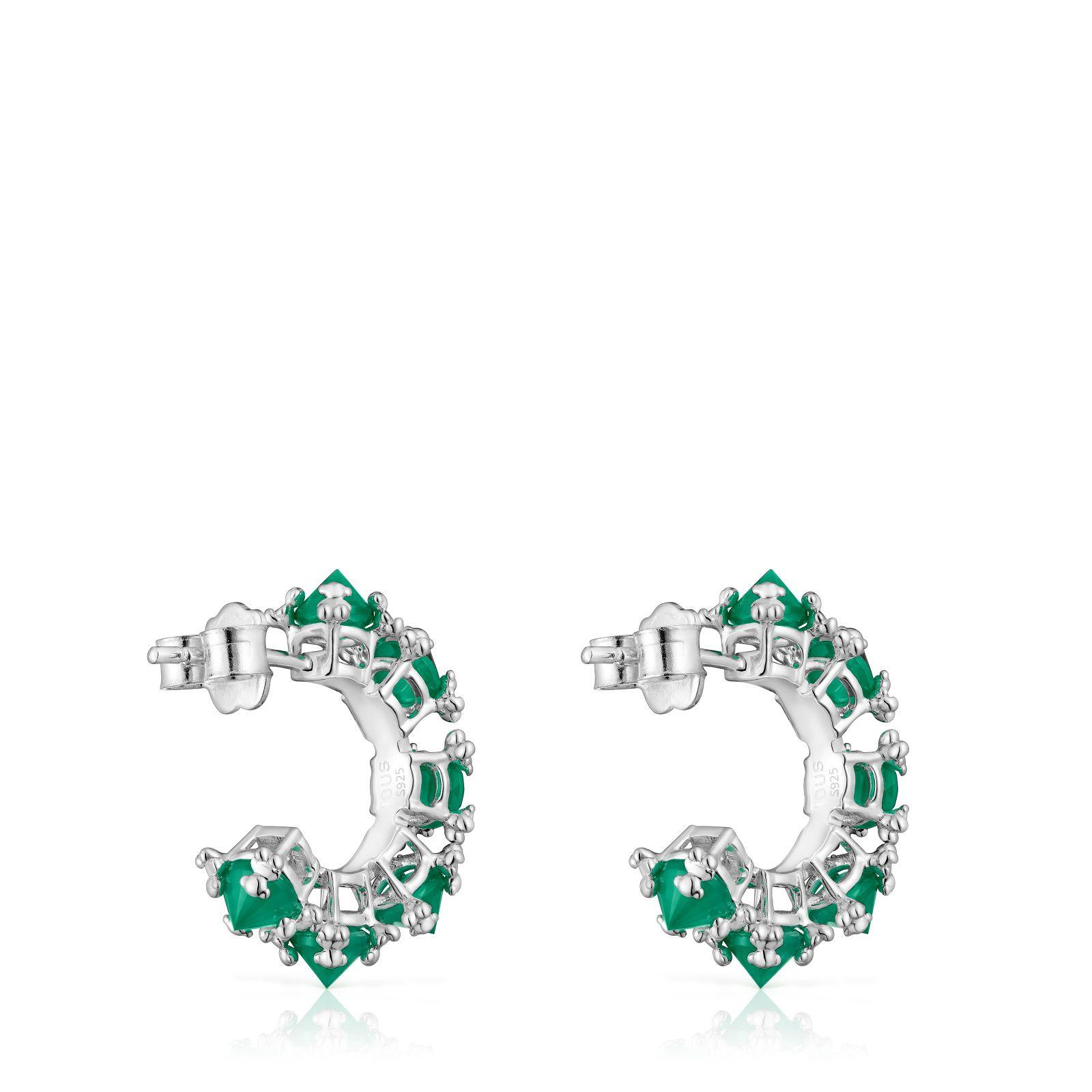 Pendientes aro grandes de plata y calcedonia Color Pills-2
