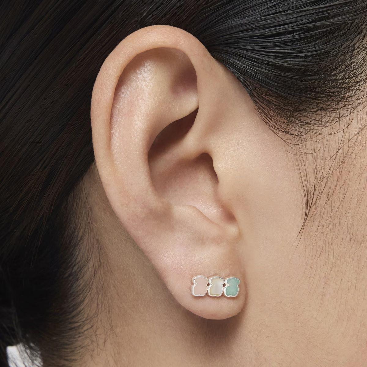 Aros Mini Color de plata con tres osos Tous-3