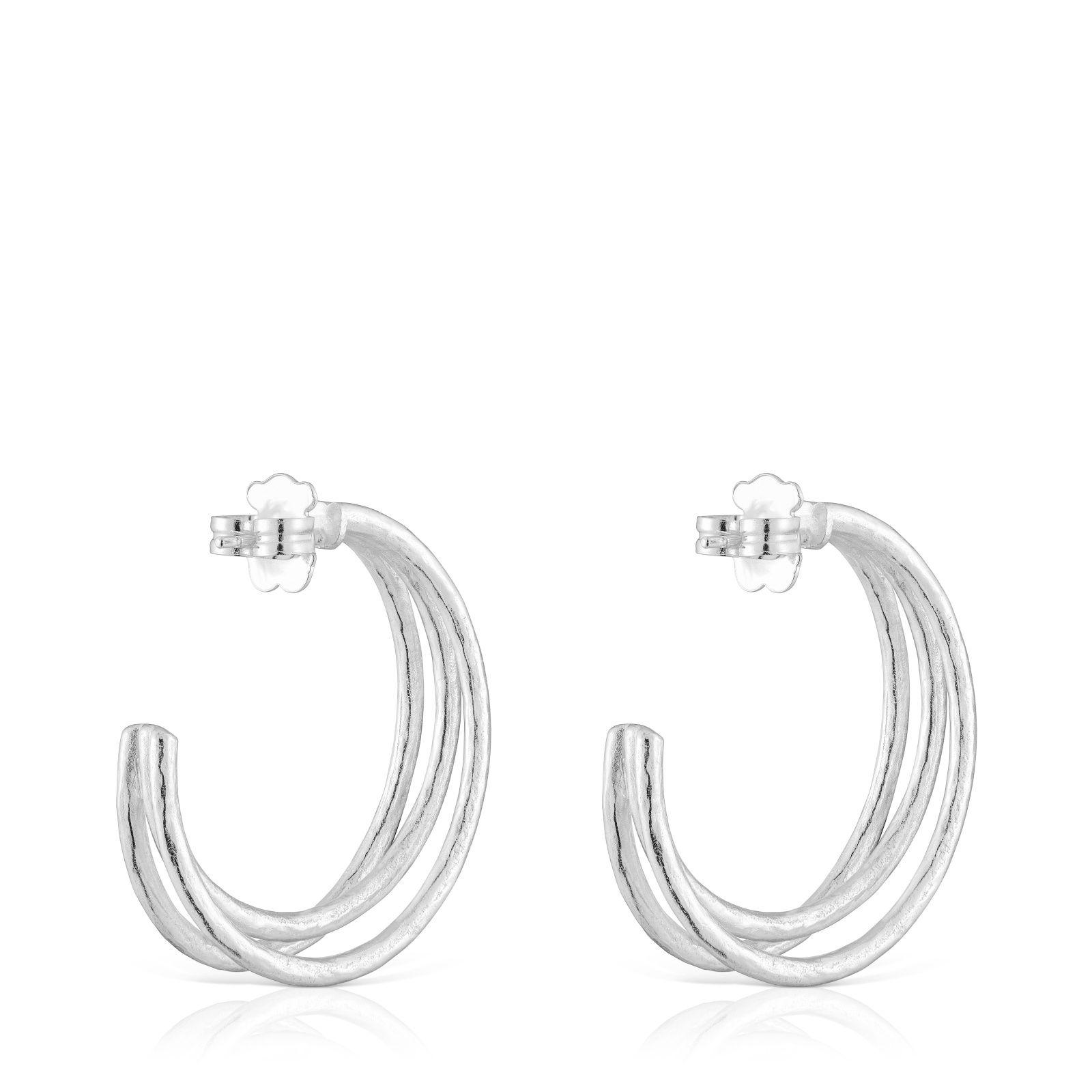 Pendientes de aro de plata 32 mm Duna-2