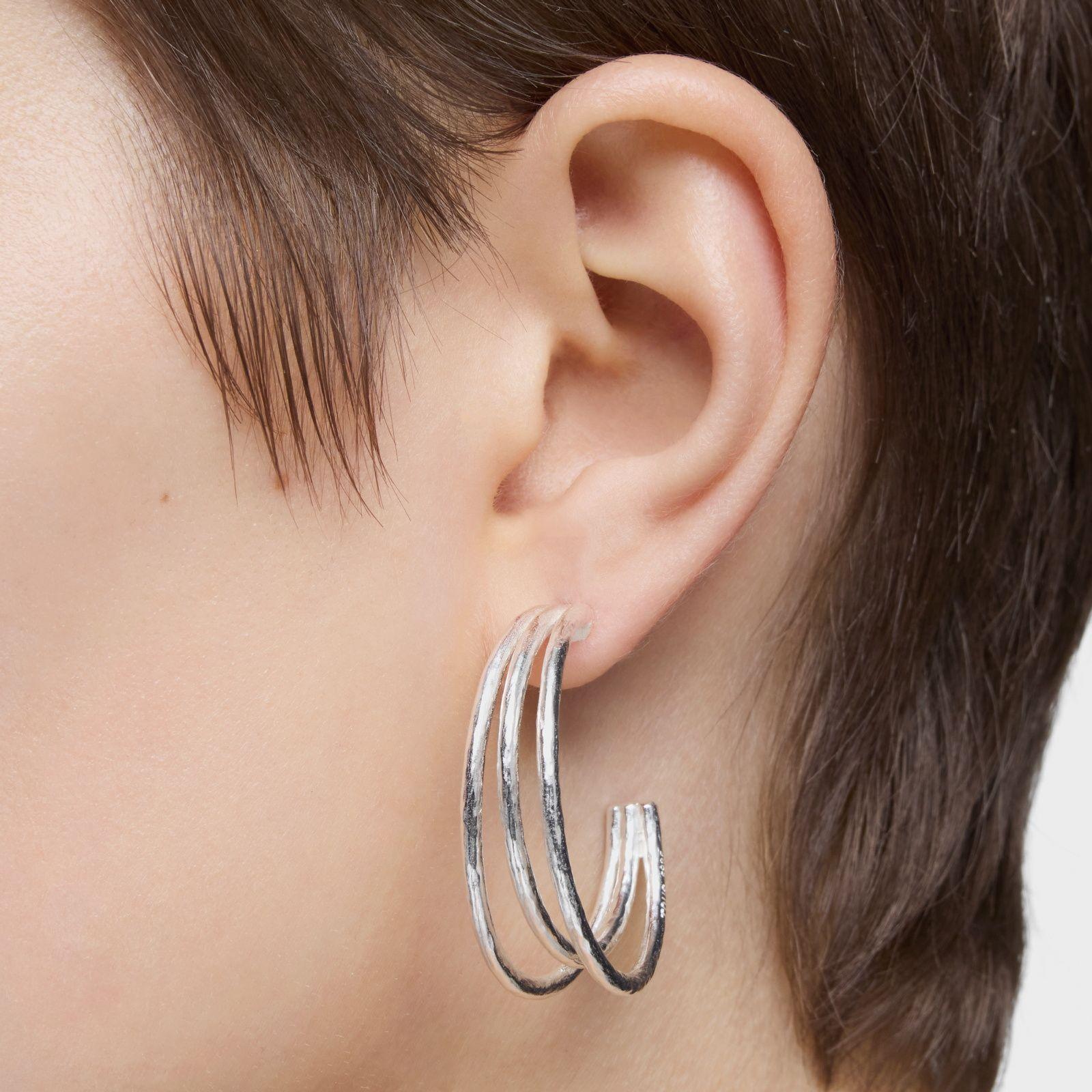 Pendientes de aro de plata 32 mm Duna-5