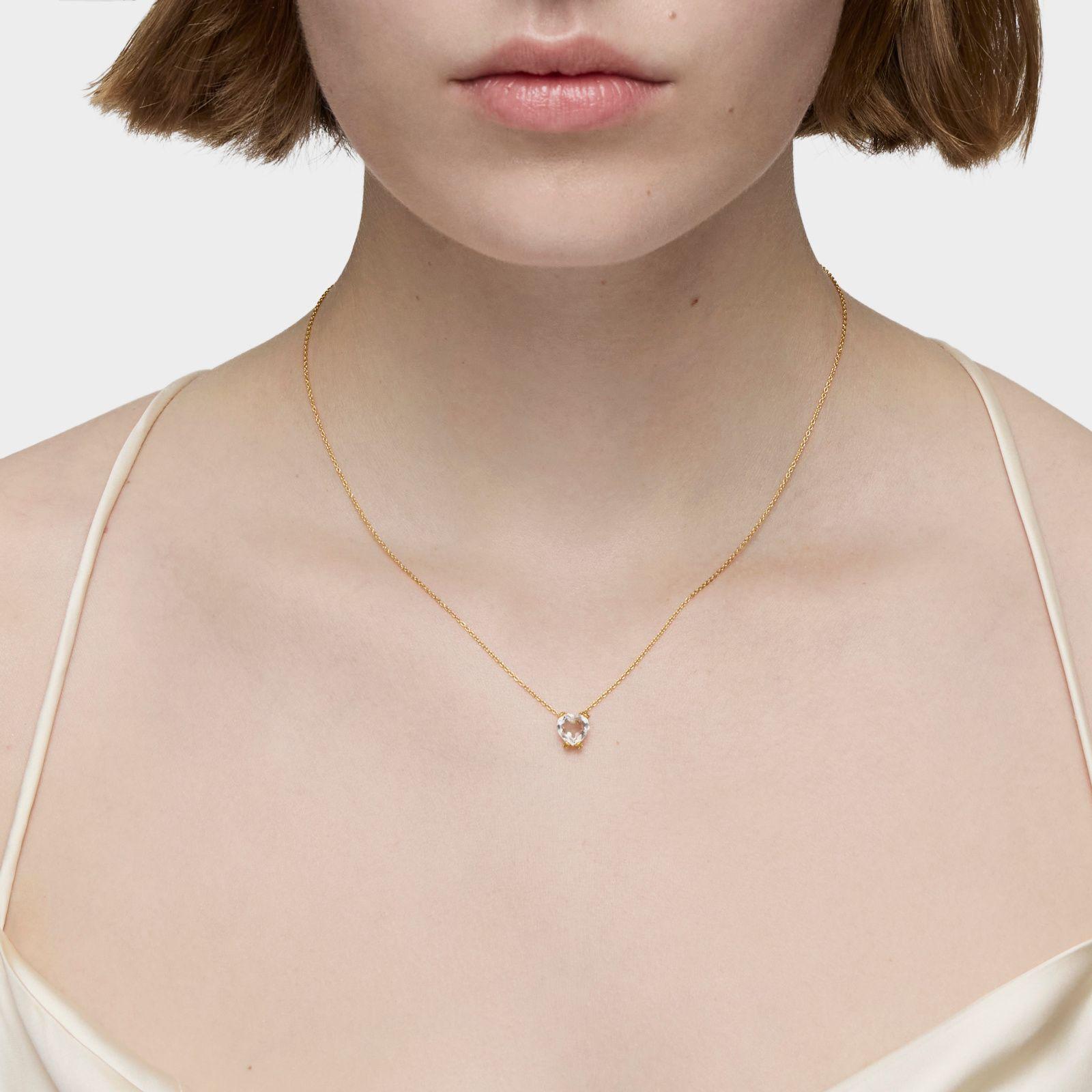 Collar corto de oro y cuarzo cristal de roca Color Pills-6