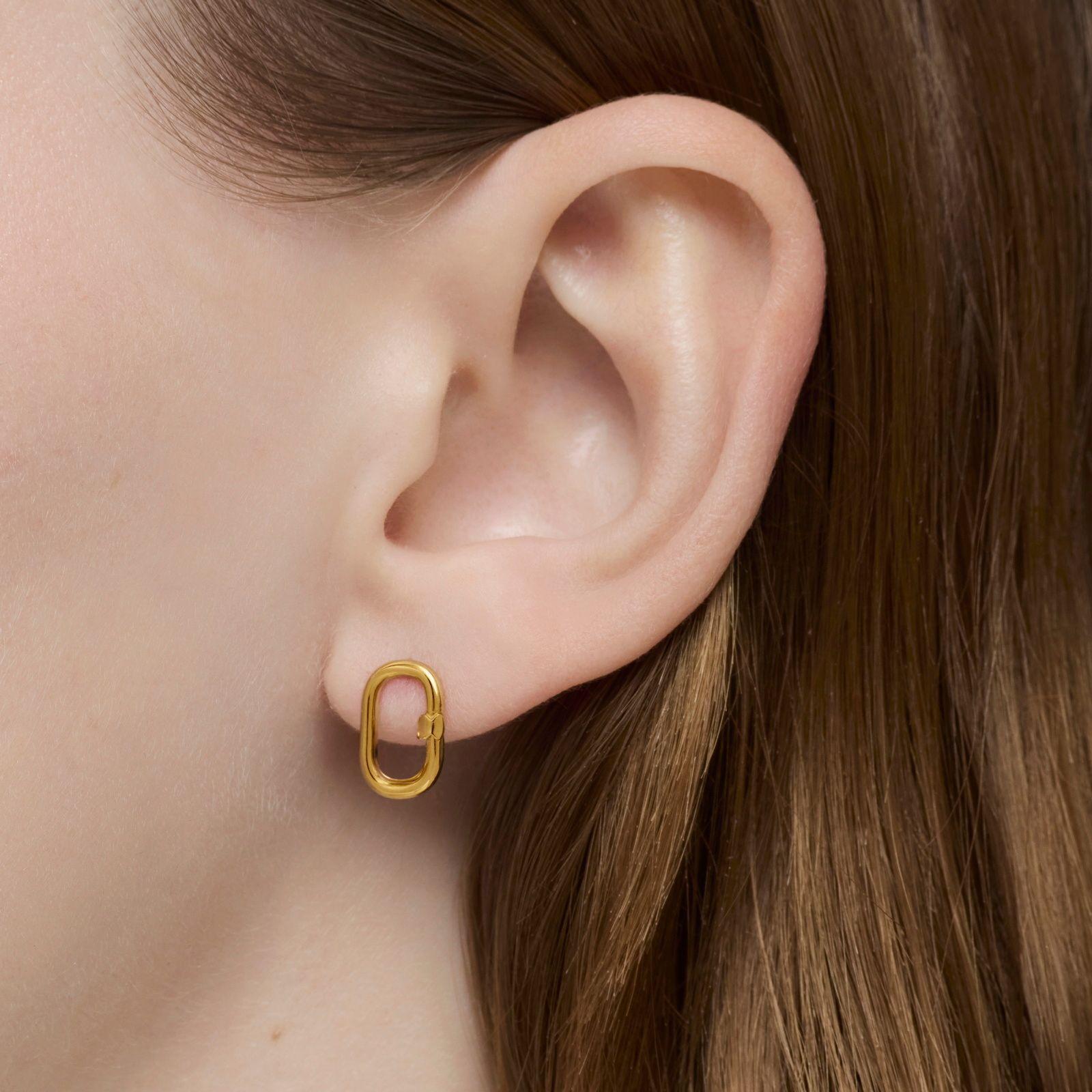 Pendientes pequeños de oro 12 mm Hold Oval-2