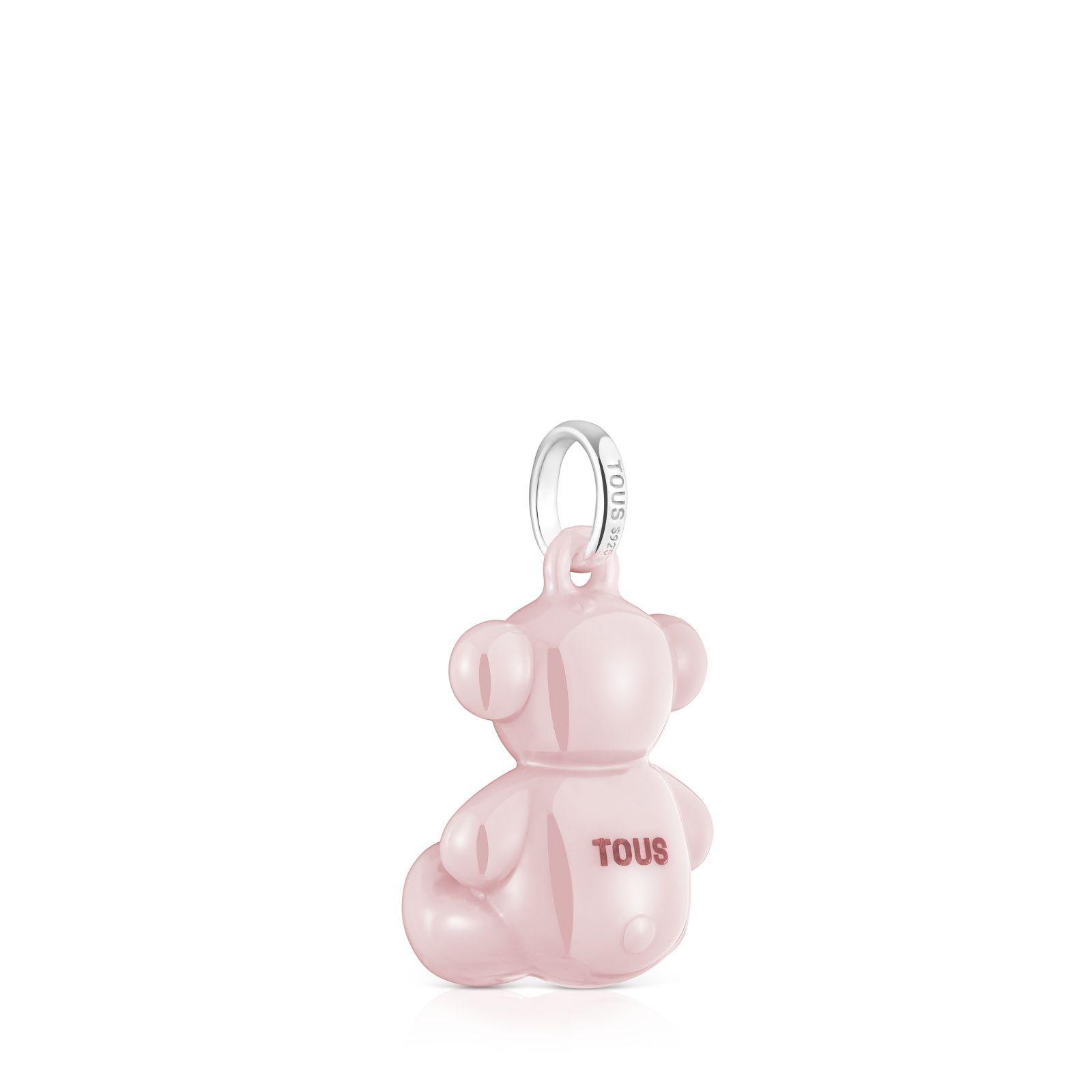 Colgante oso de plata y cerámica rosa Bold Bear-2