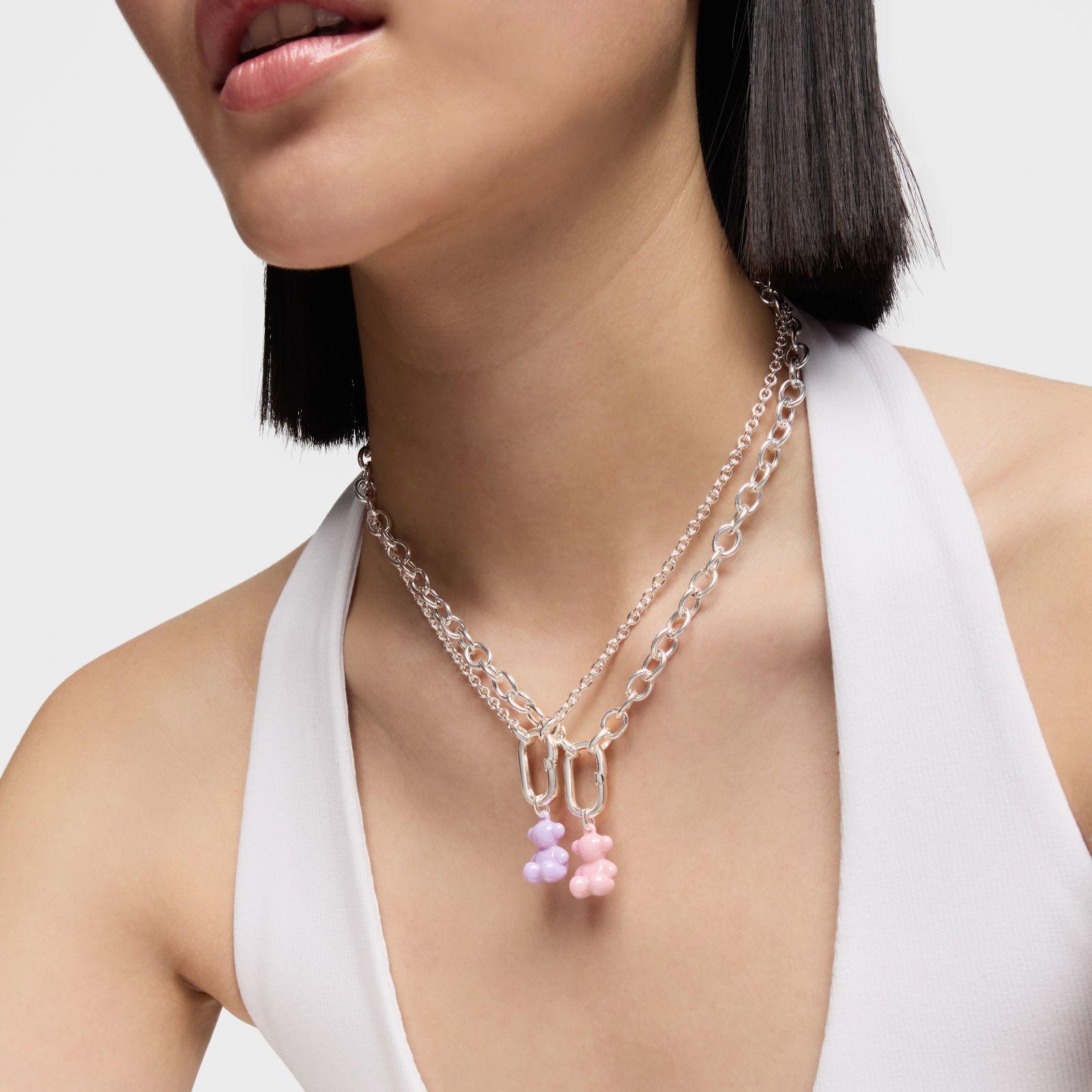 Colgante oso de plata y cerámica rosa Bold Bear-4
