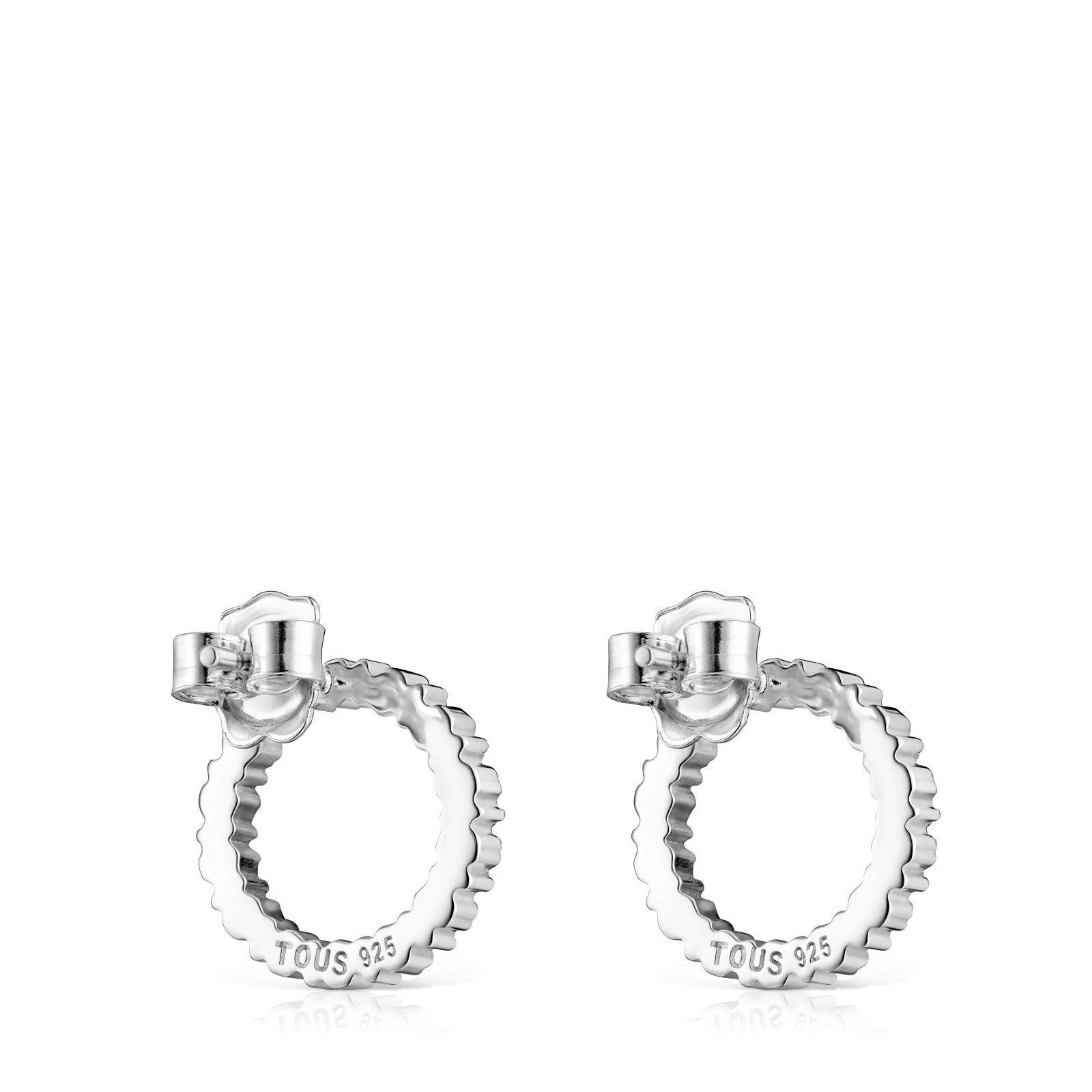 Pendientes medianos disco de plata Straight-2