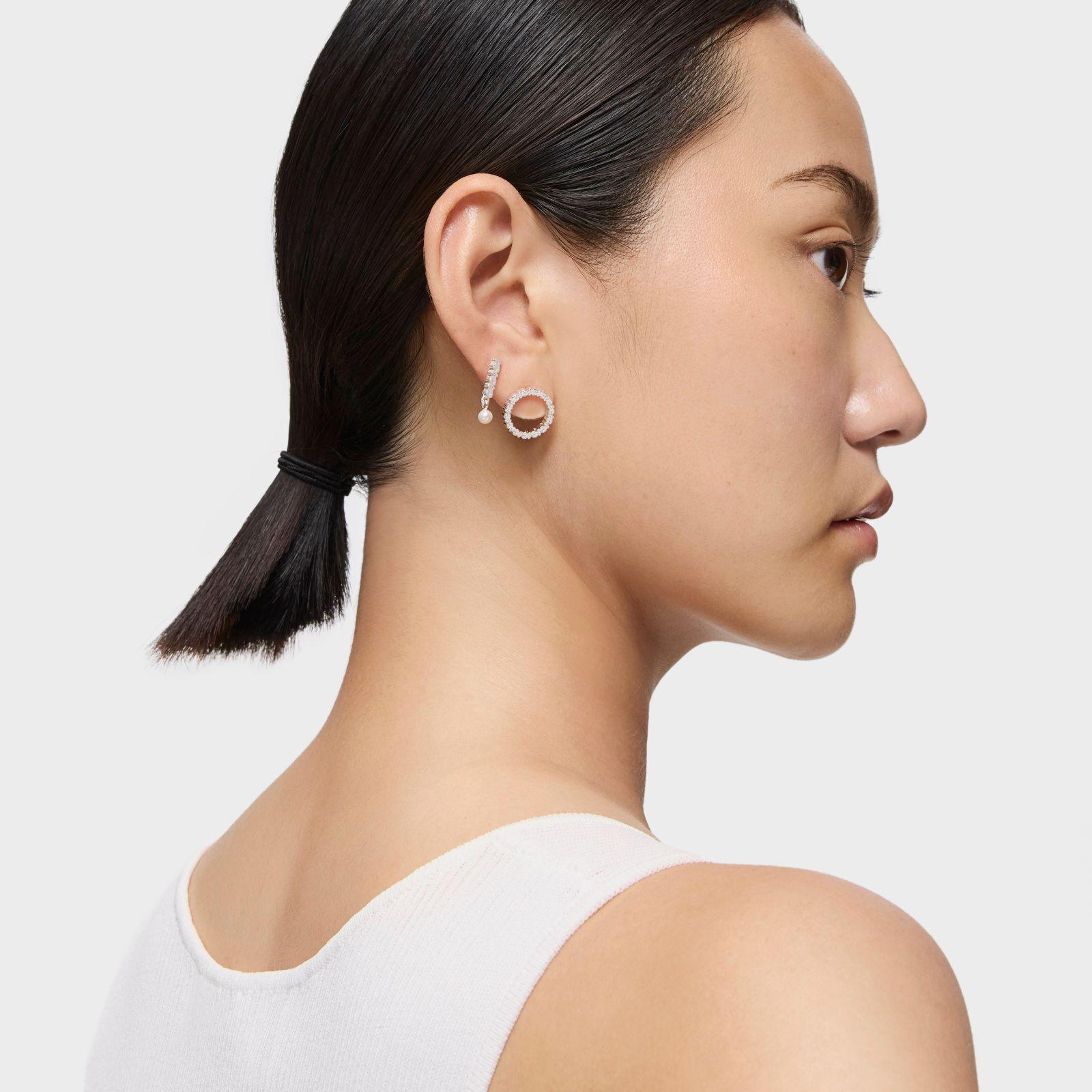 Pendientes medianos disco de plata Straight-4