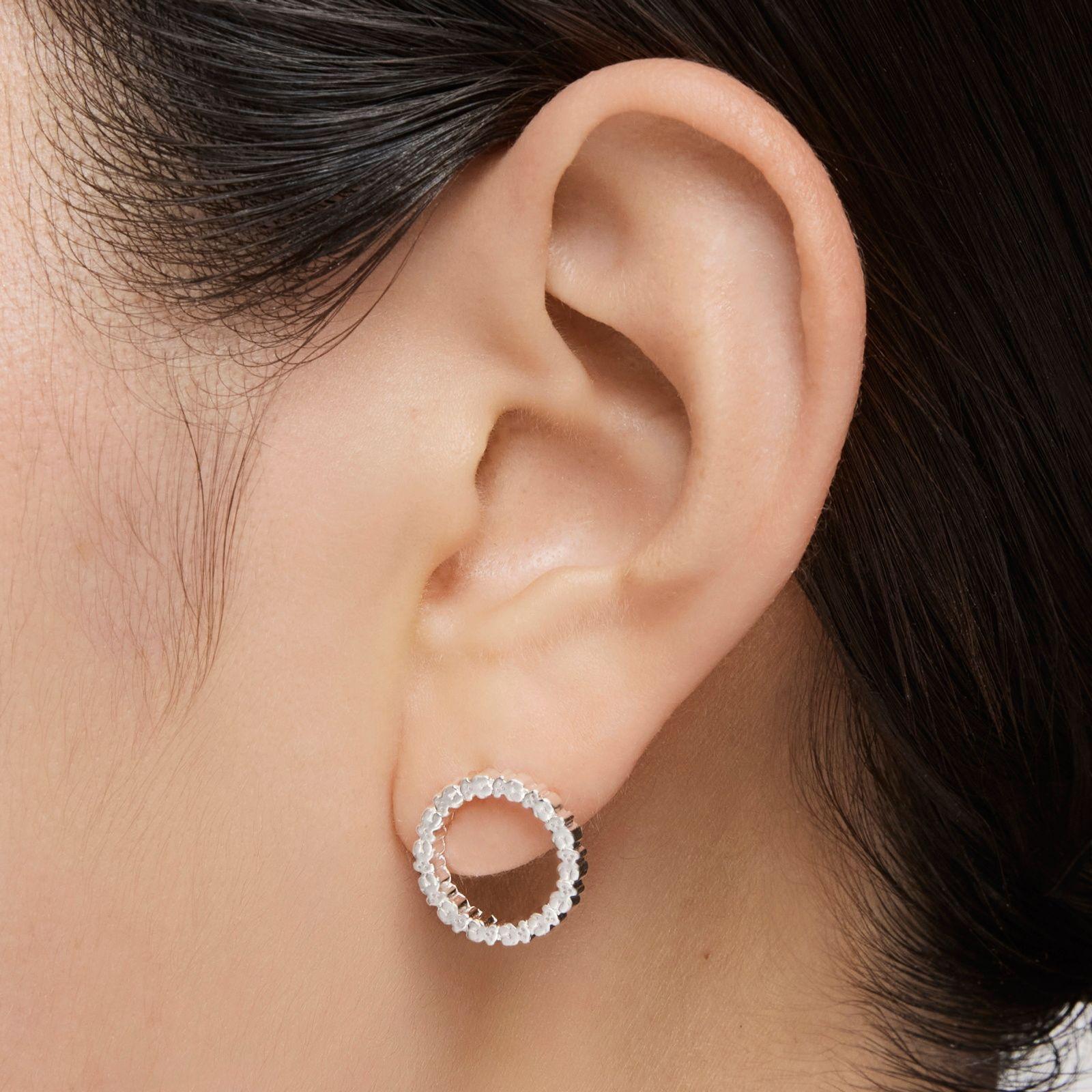 Pendientes medianos disco de plata Straight-5