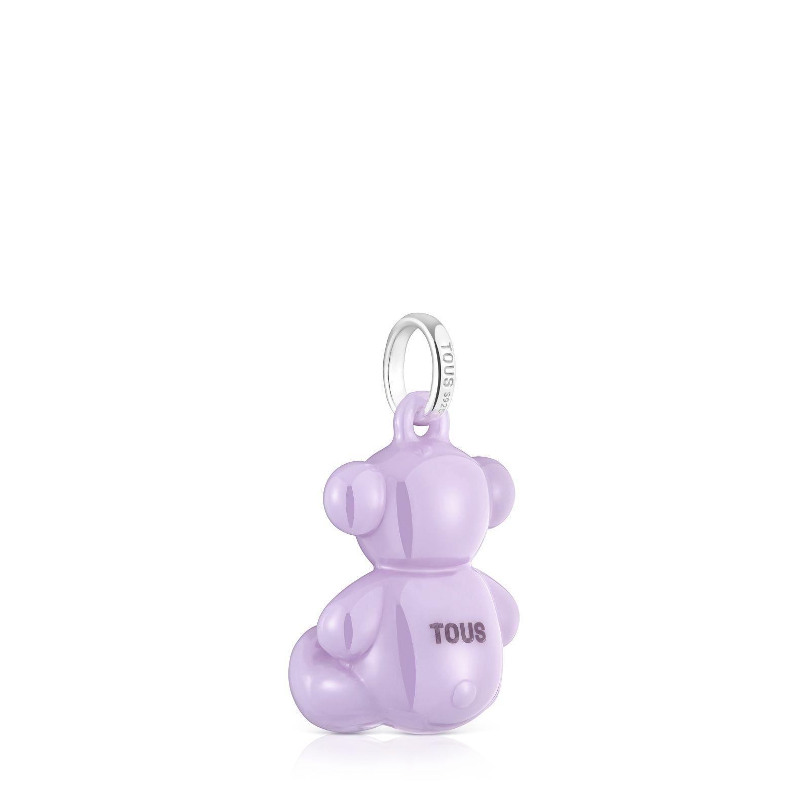 Colgante oso de plata y cerámica lila Bold Bear-2