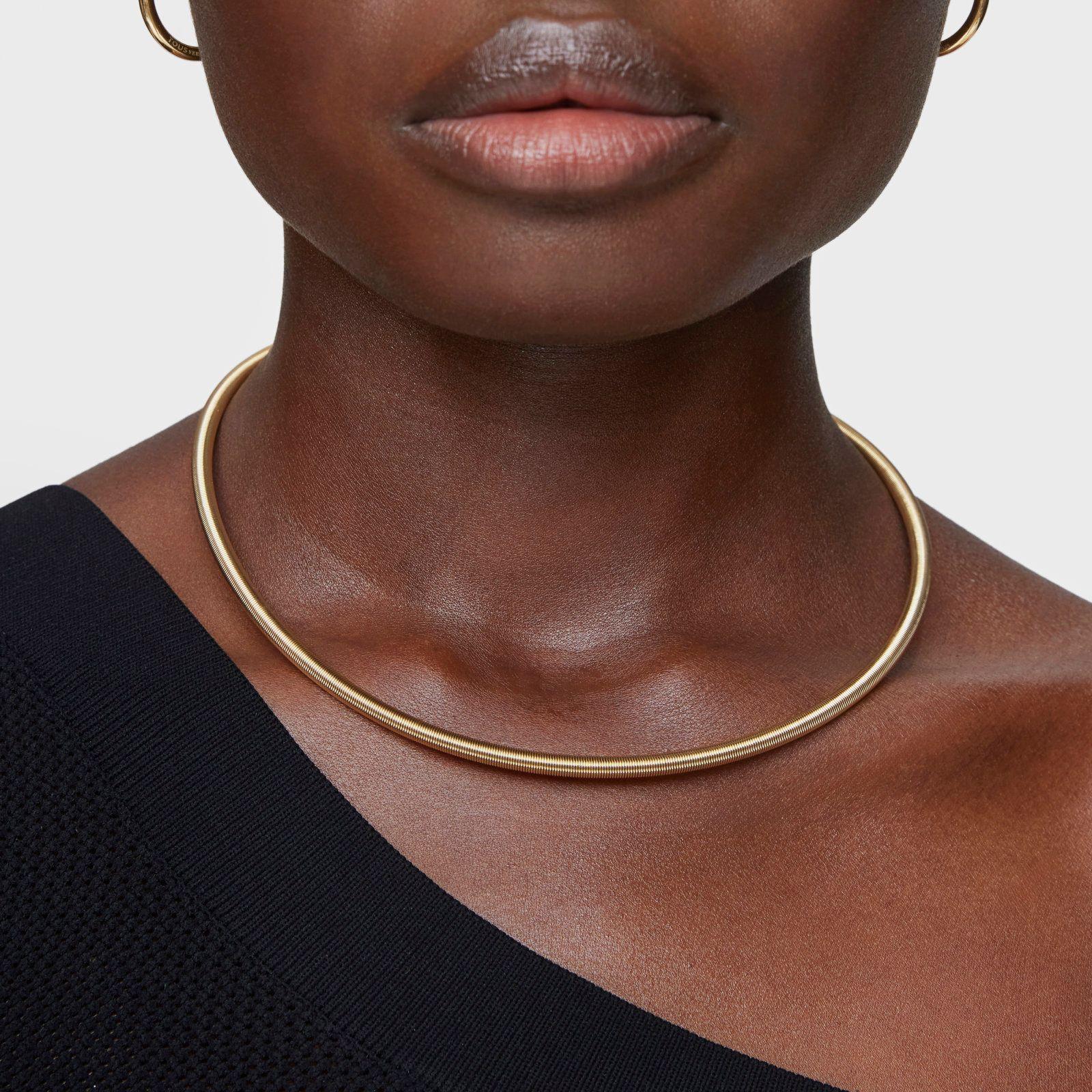 Collar de acero IP dorado 4 mm Mesh Tube-2