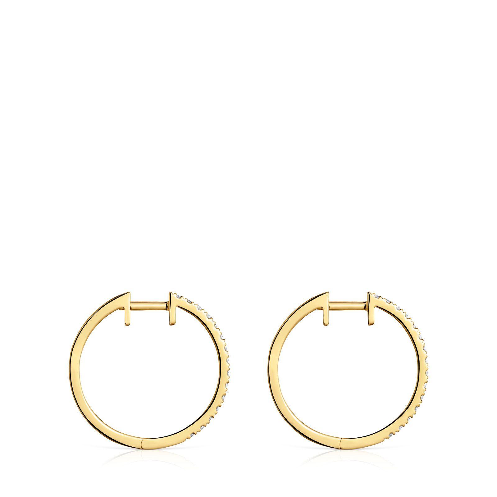 Pendientes aro cortos oro y diamantes 14,5 mm Classiques-1