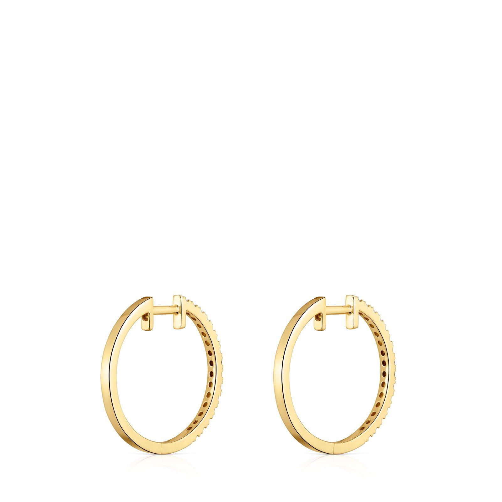 Pendientes aro cortos oro y diamantes 14,5 mm Classiques-2