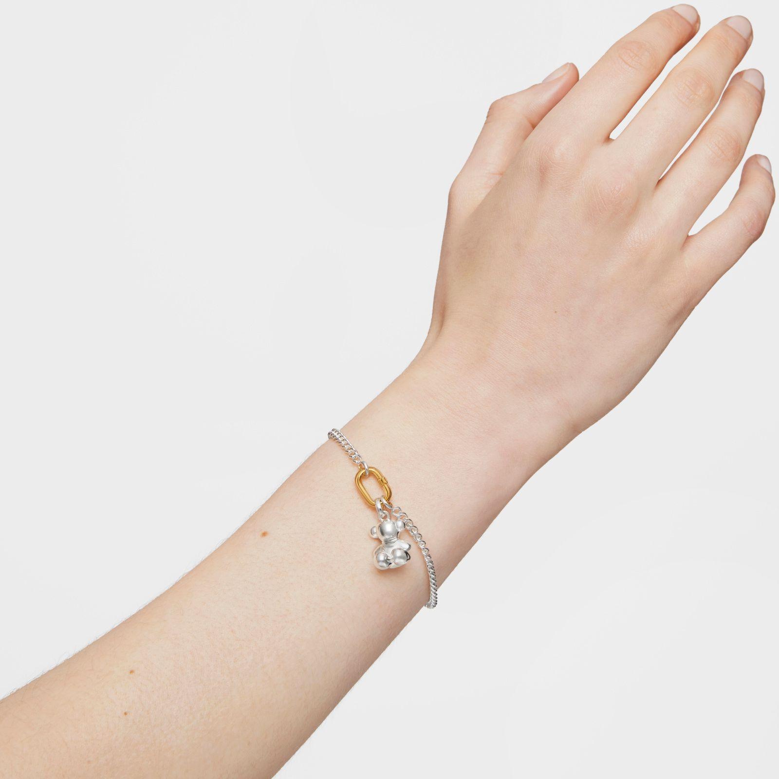 Pulsera de plata con anilla bicolor Hold Oval-5