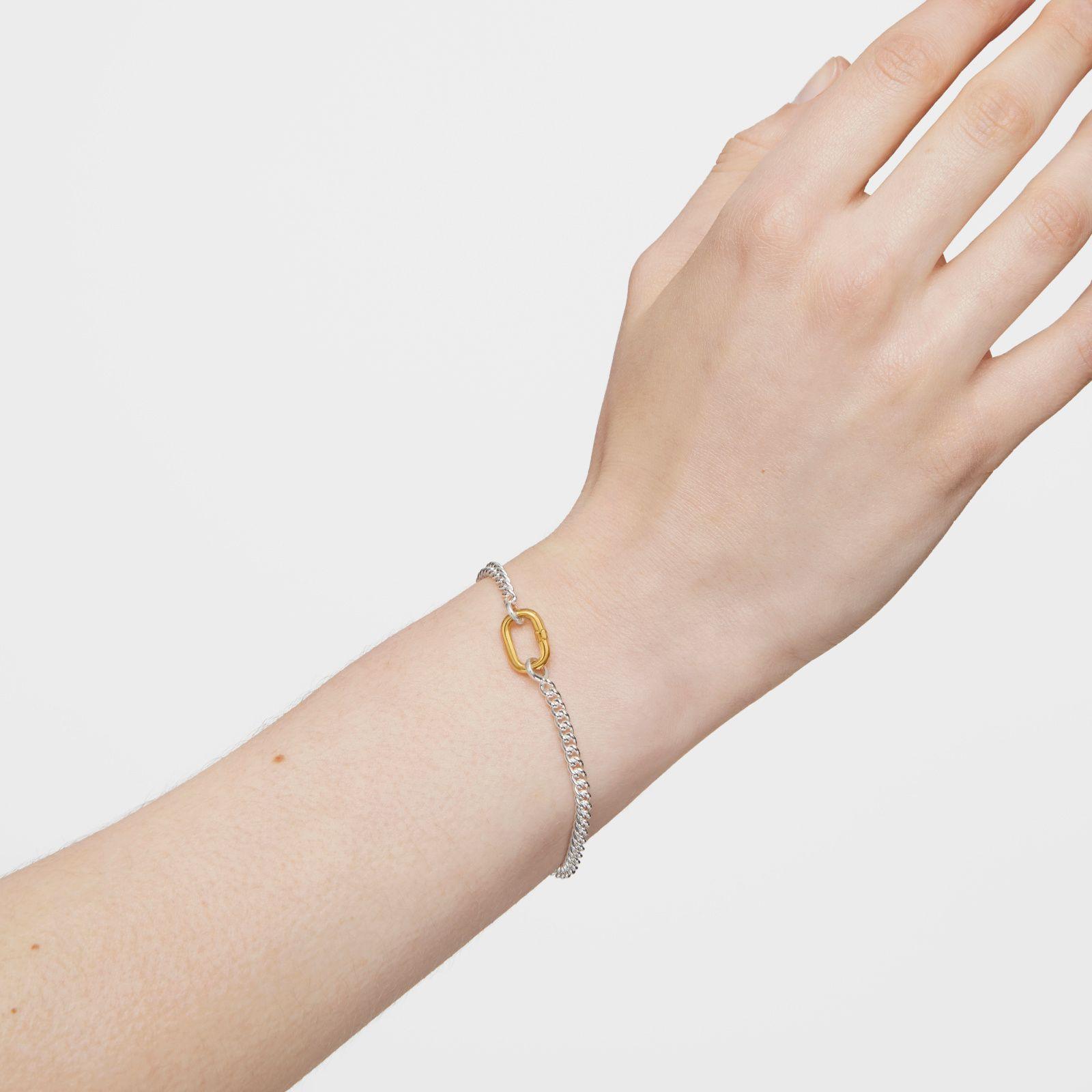 Pulsera de plata con anilla bicolor Hold Oval-6