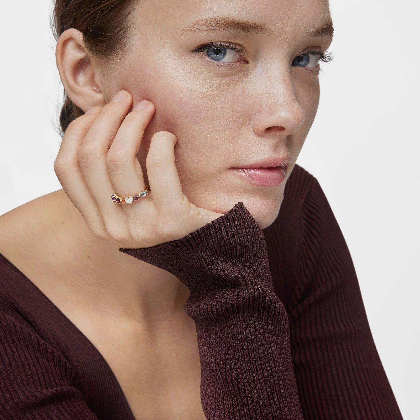 Anillo pequeño oro 18 kt sobre plata con gemas Sugar Party-3