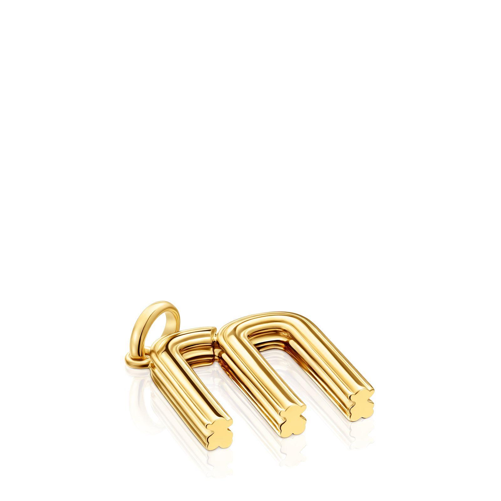 Colgante mediano letra M con baño de oro 18 kt sobre plata Alphabet-3