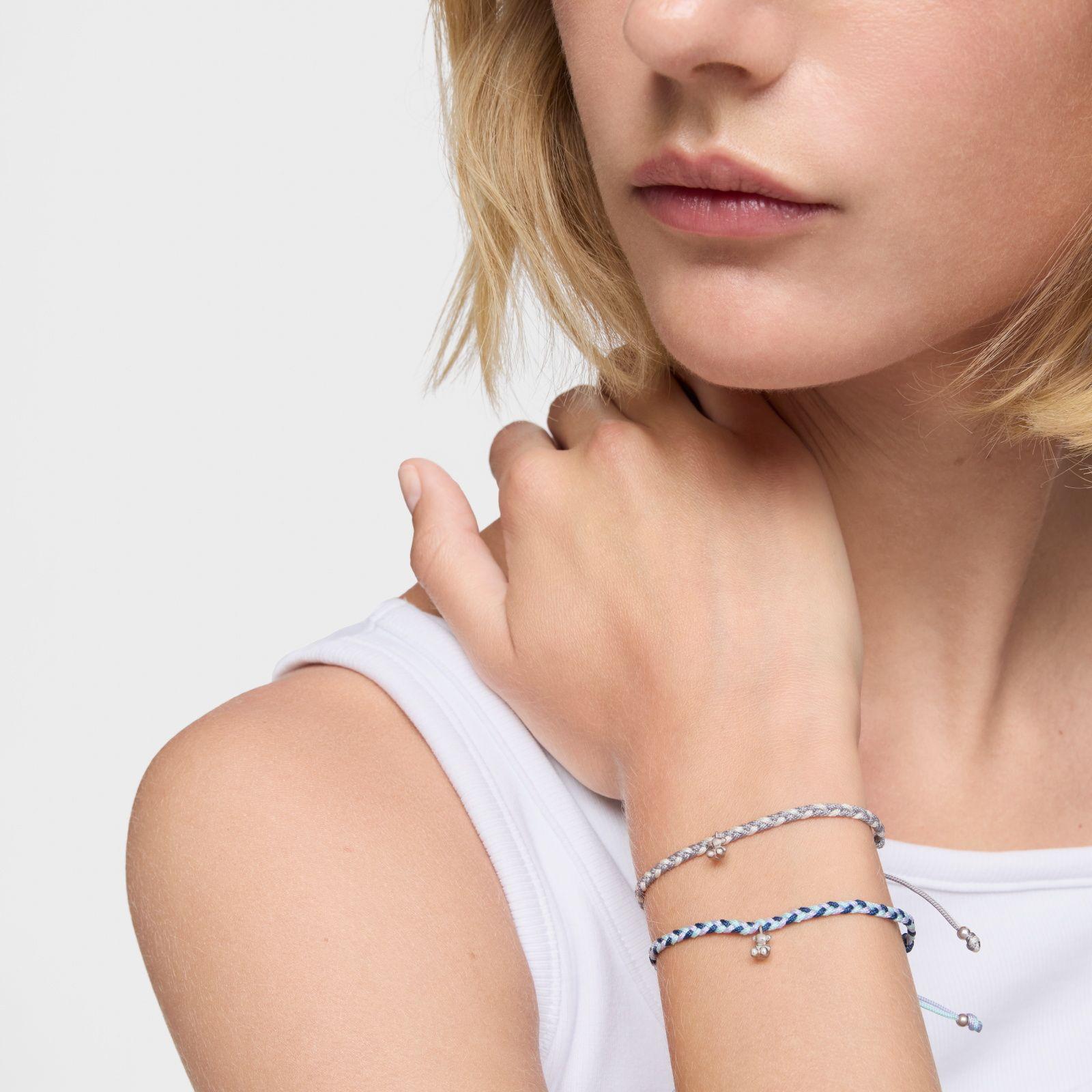 Pulsera oso de plata y nylon azul TOUS Motivos-4