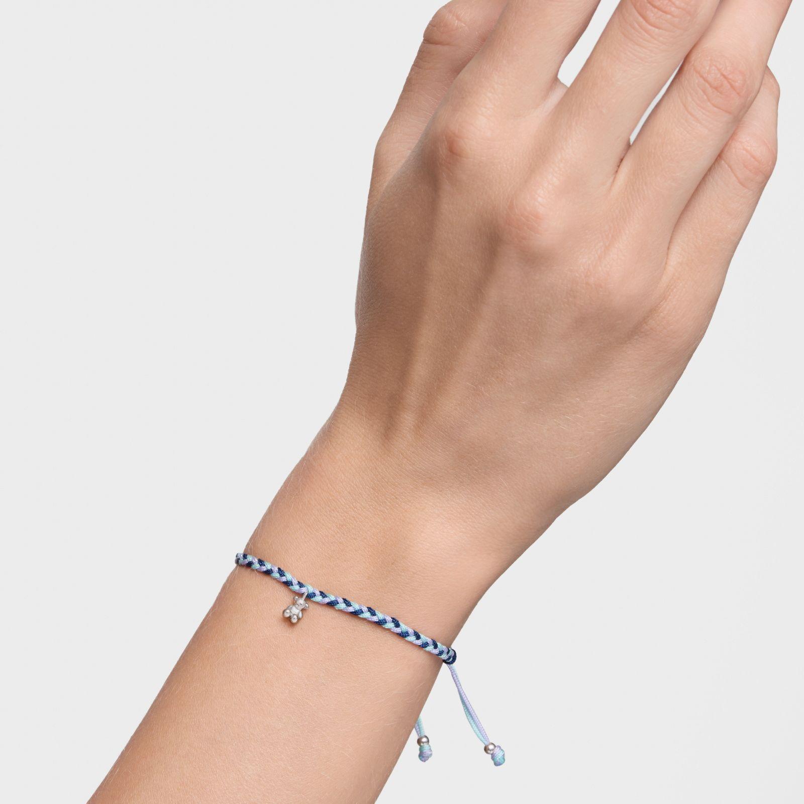 Pulsera oso de plata y nylon azul TOUS Motivos-5