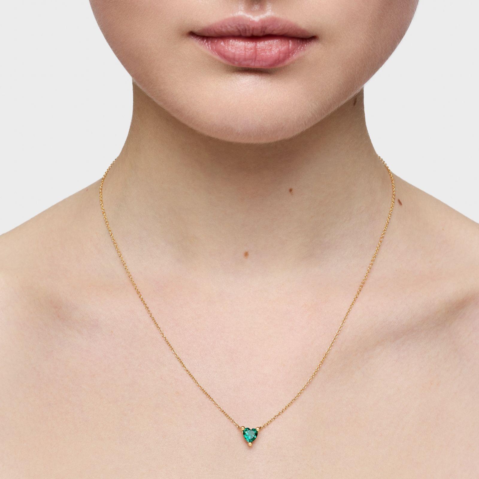 Collar corto con baño de oro 18 kt sobre plata y esmeralda-5