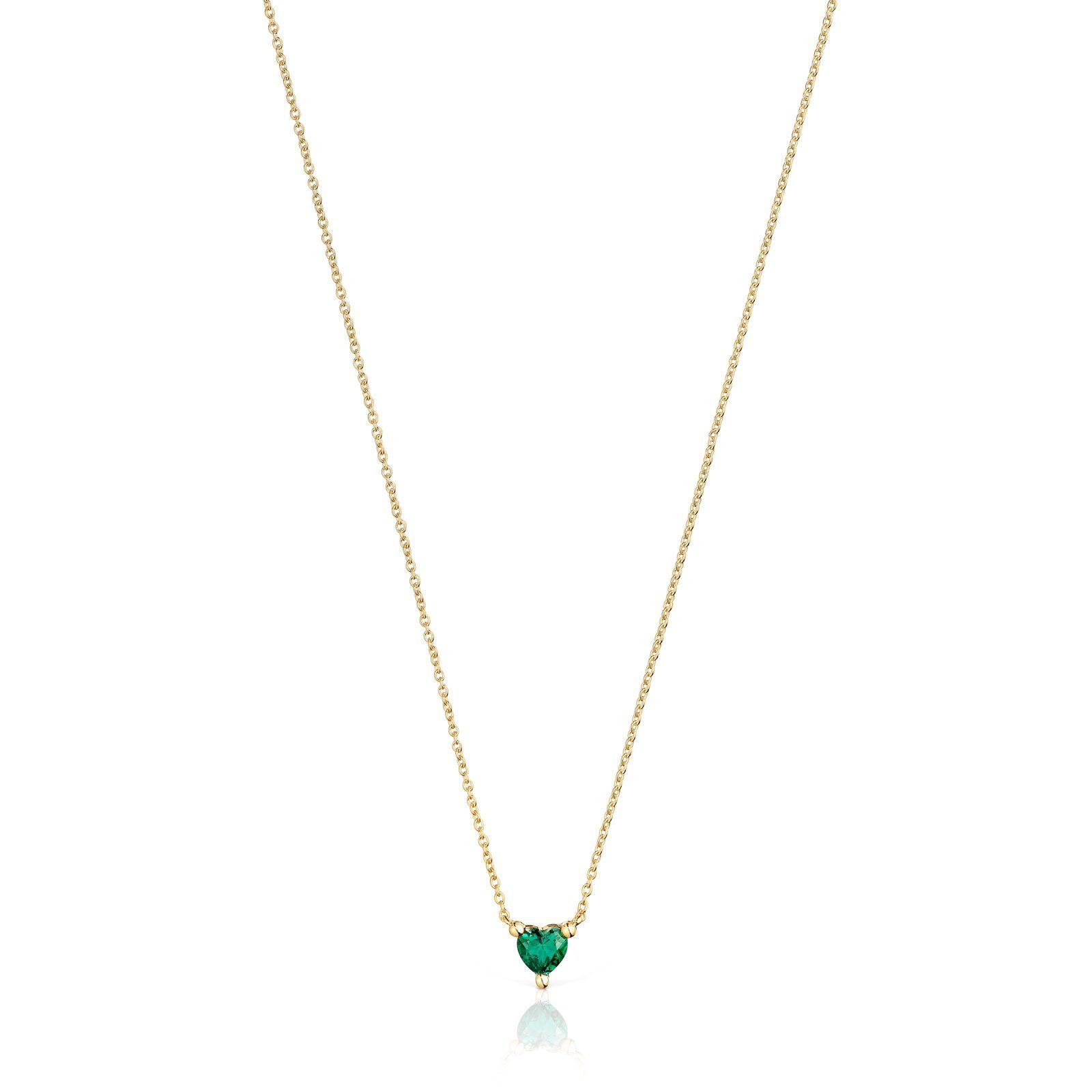 Collar corto con baño de oro 18 kt sobre plata y esmeralda-0