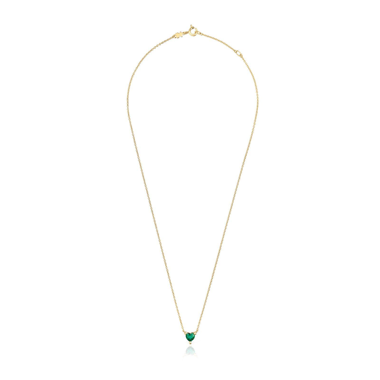 Collar corto con baño de oro 18 kt sobre plata y esmeralda-1