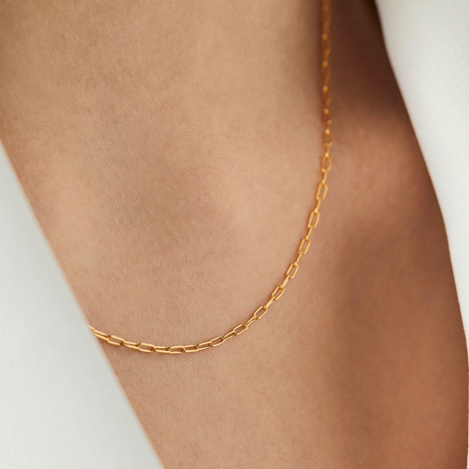 Gargantilla con baño de oro 18 kt sobre plata y anillas rectangulares, 40 cm Chain-4