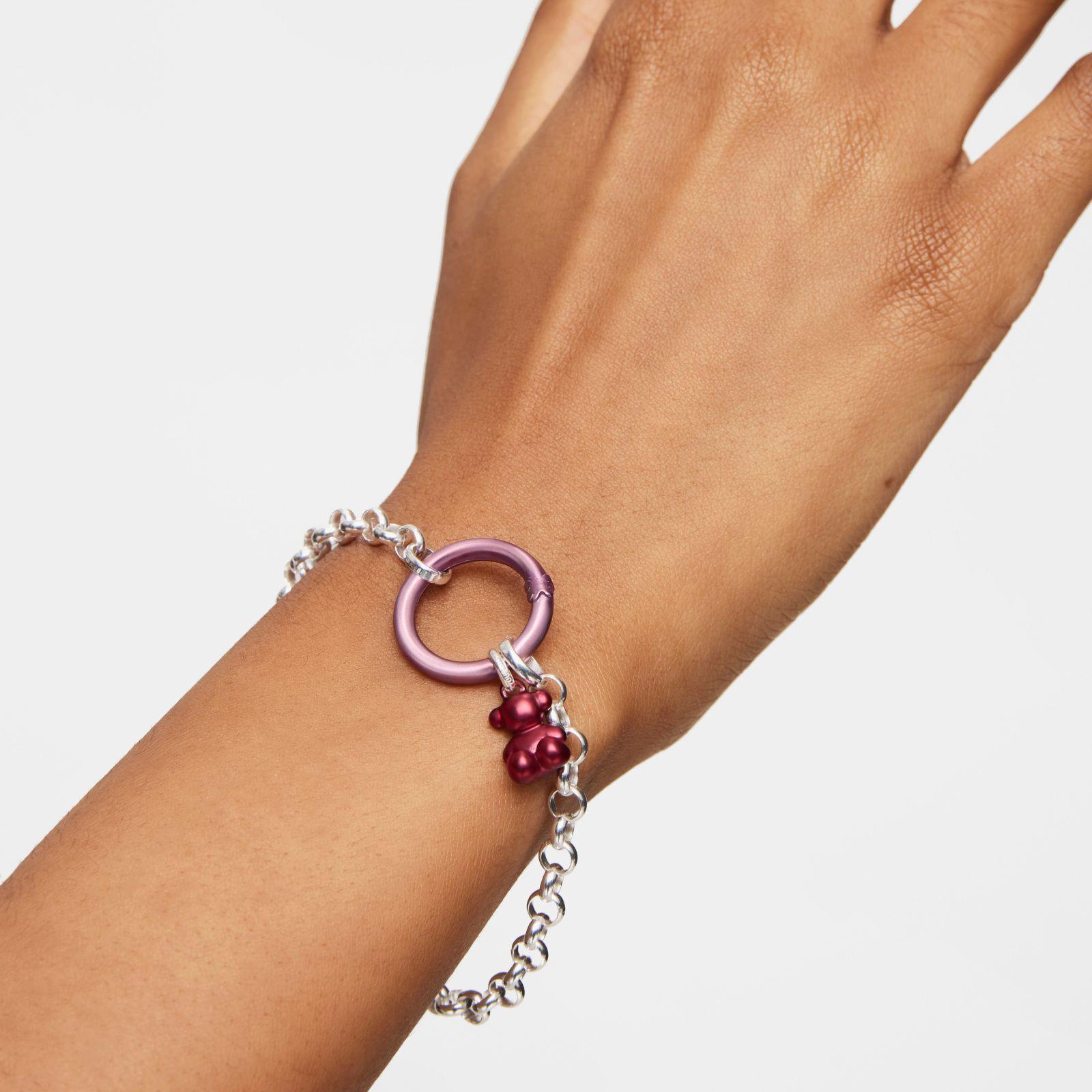 Anilla mediana de plata en color rosa Hold-4