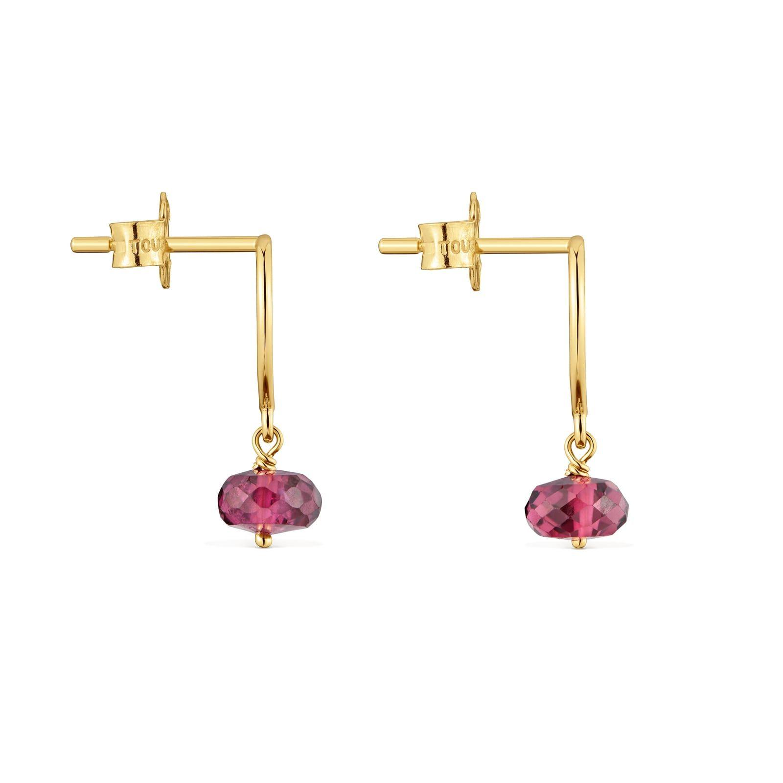 Aros corazón de oro 9 kt y rodolita Silueta-1