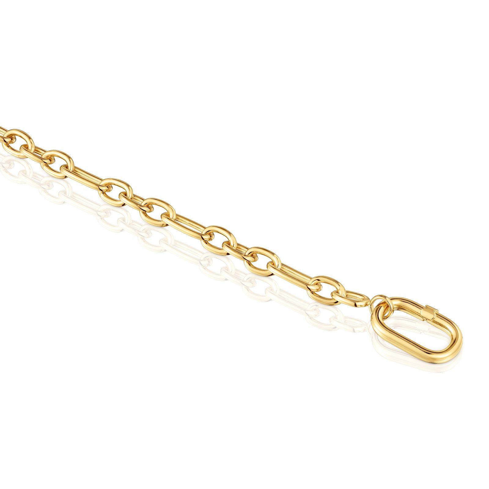 Pulsera cadena baño de oro 18 kt sobre plata y anilla Hold-2