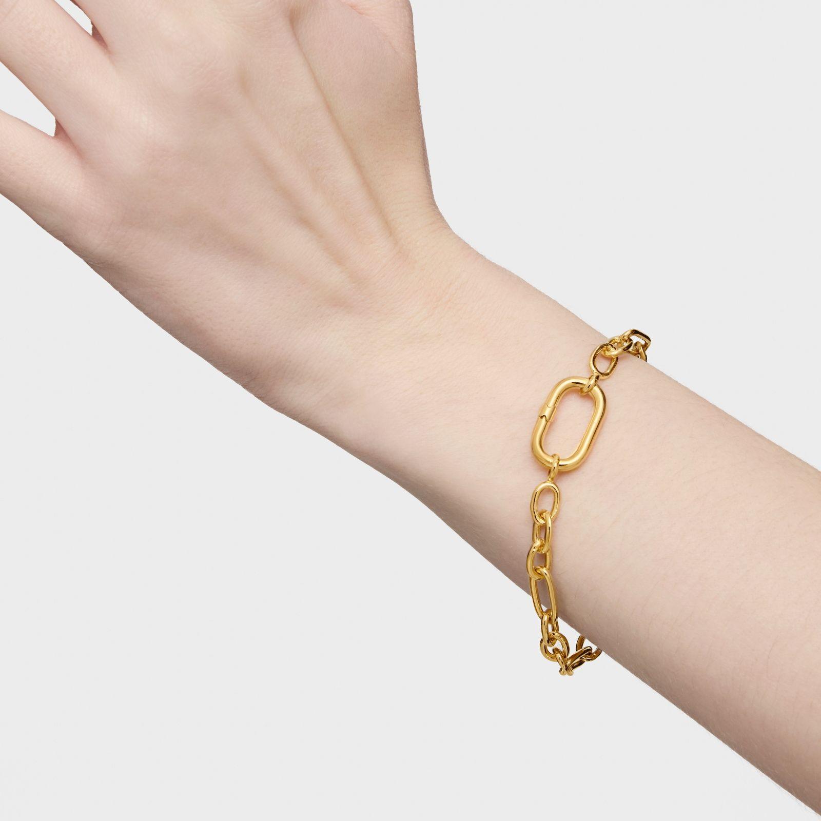 Pulsera cadena baño de oro 18 kt sobre plata y anilla Hold-3
