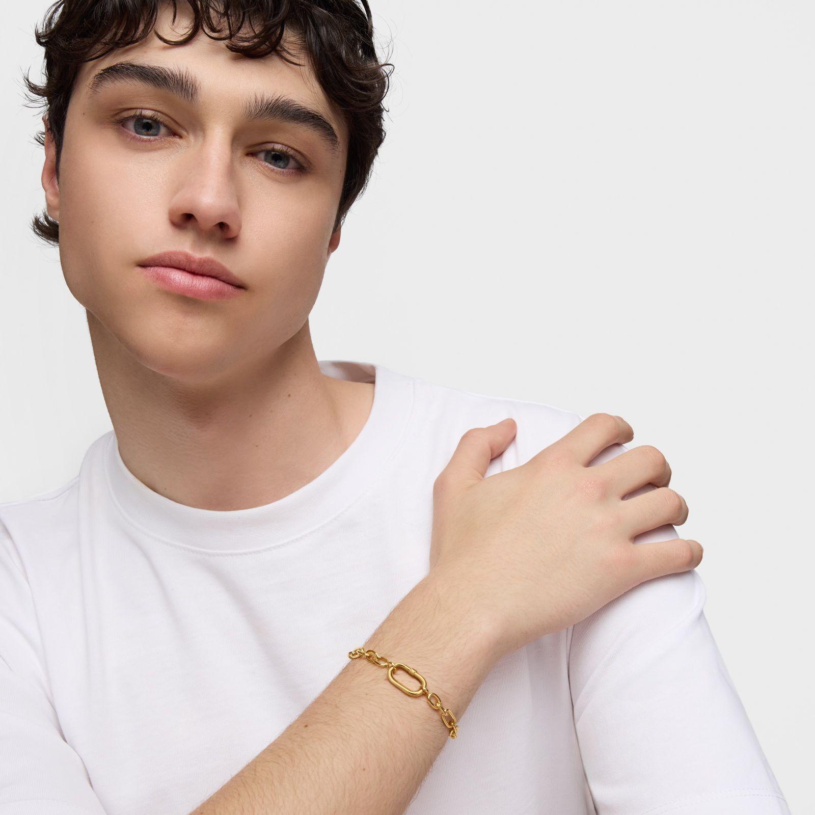 Pulsera cadena baño de oro 18 kt sobre plata y anilla Hold-5