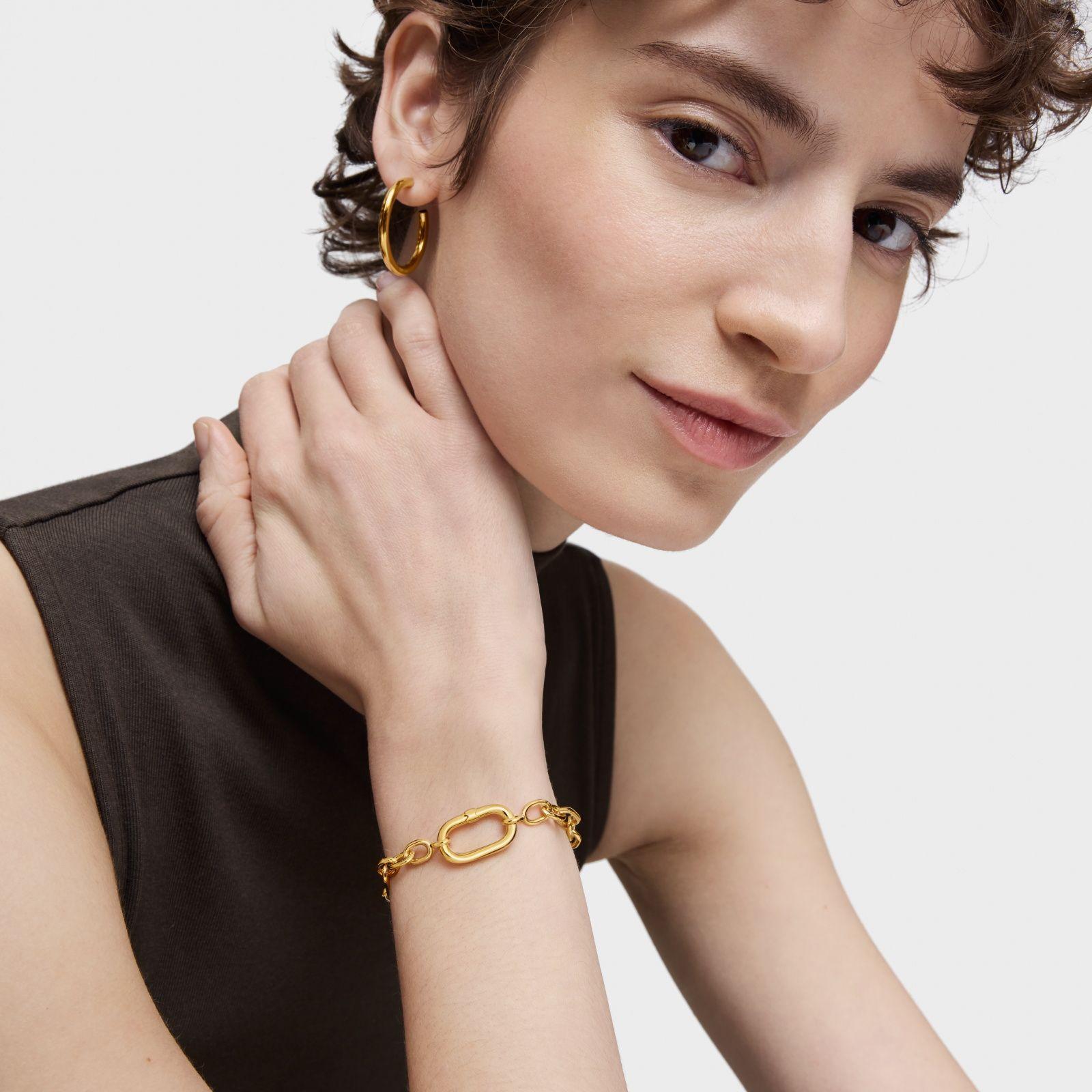 Pulsera cadena baño de oro 18 kt sobre plata y anilla Hold-6
