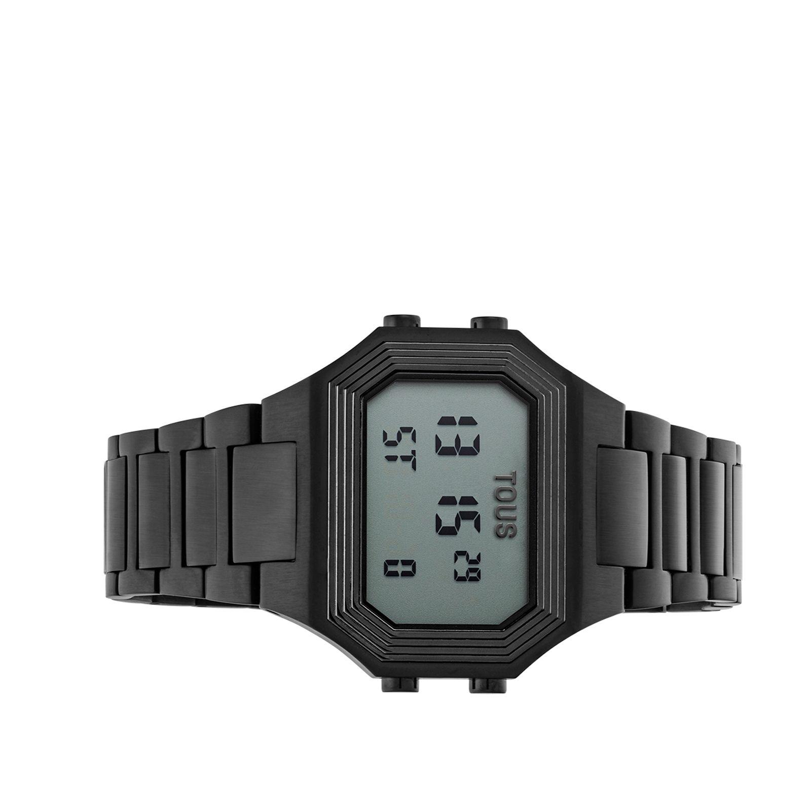 Reloj digital con brazalete de acero IP negro Emerald Tous-1