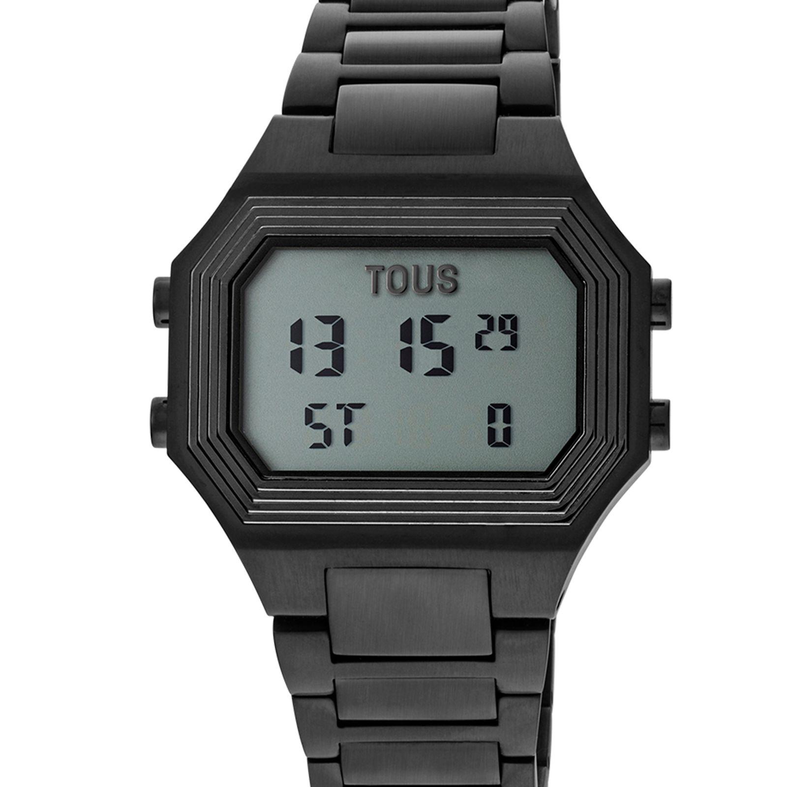 Reloj digital con brazalete de acero IP negro Emerald Tous-2