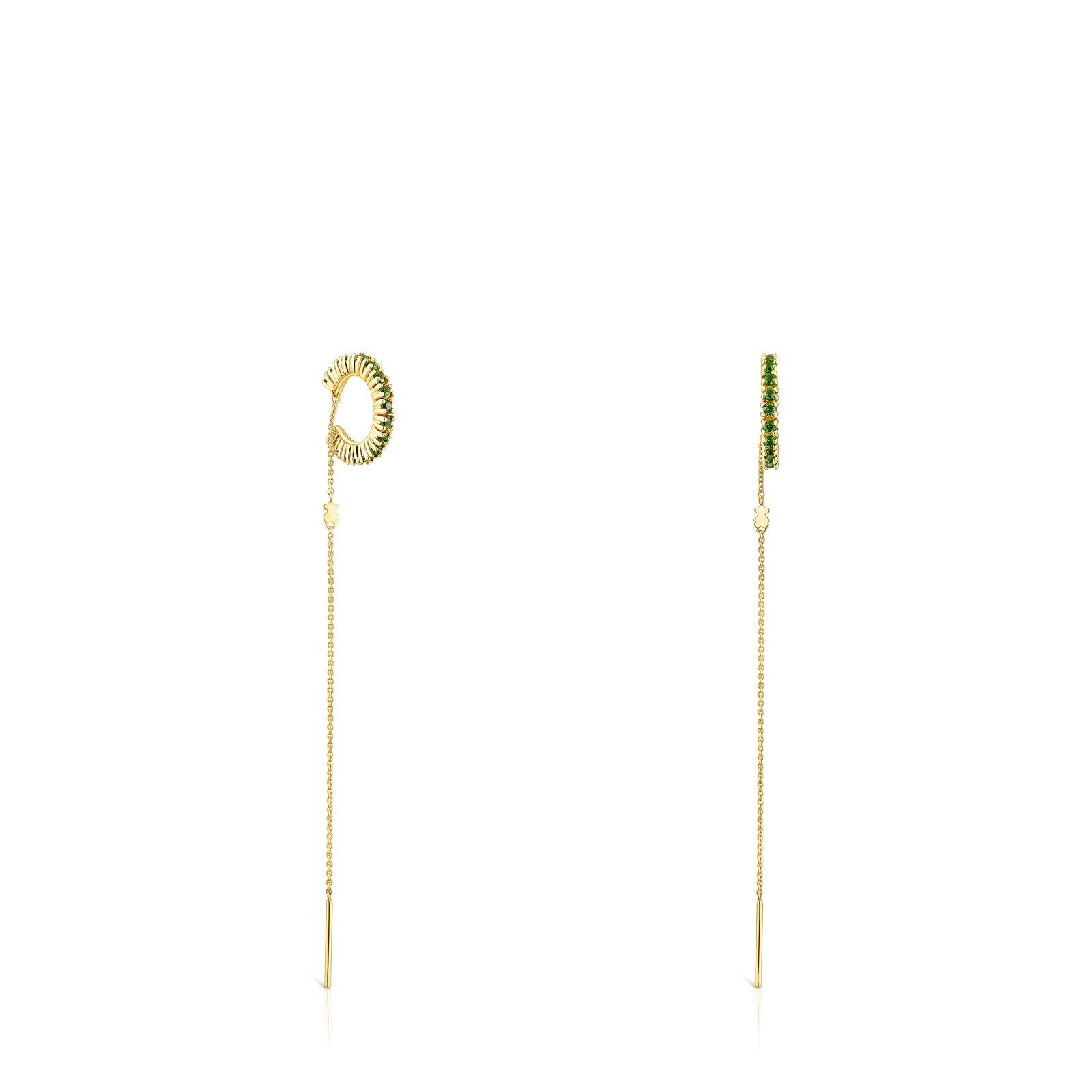 Aros earcuff plata vermeil y cromodiópsido Straight Tous-2