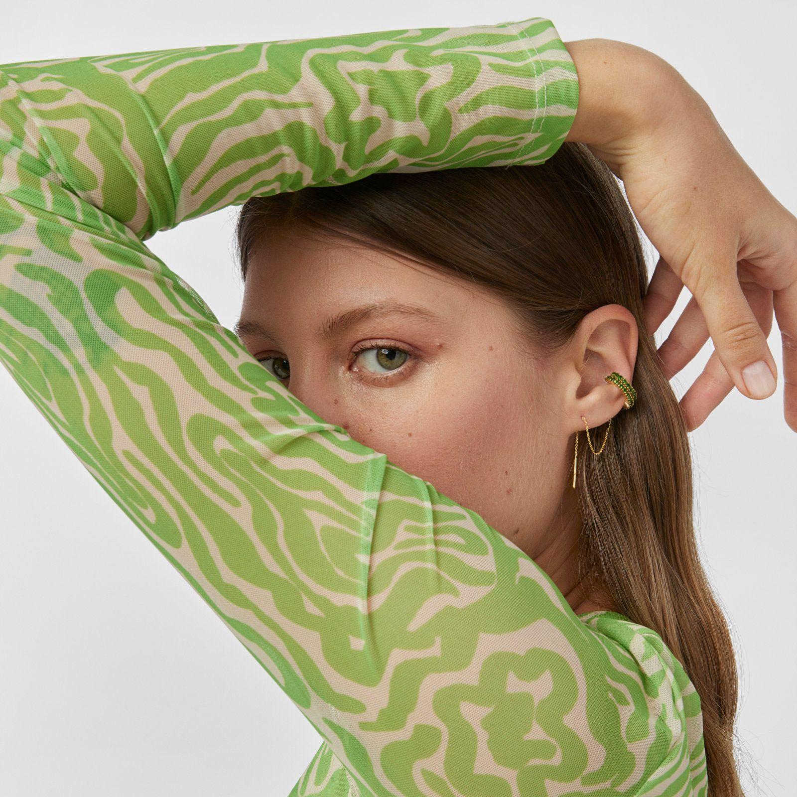 Aros earcuff plata vermeil y cromodiópsido Straight Tous-4