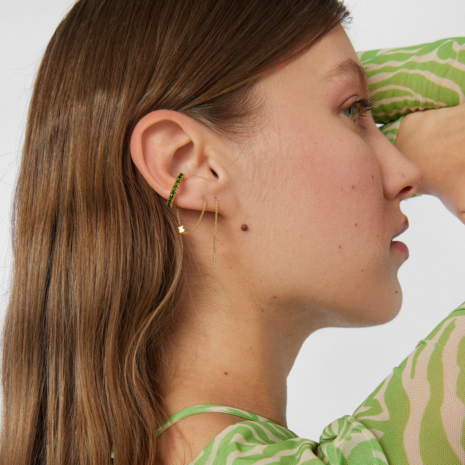 Aros earcuff plata vermeil y cromodiópsido Straight Tous-7