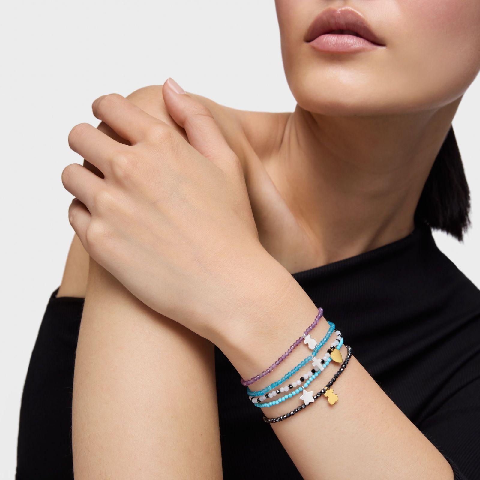 Pulsera elástica con magnesia azul y estrella de plata TOUS Motivos-4