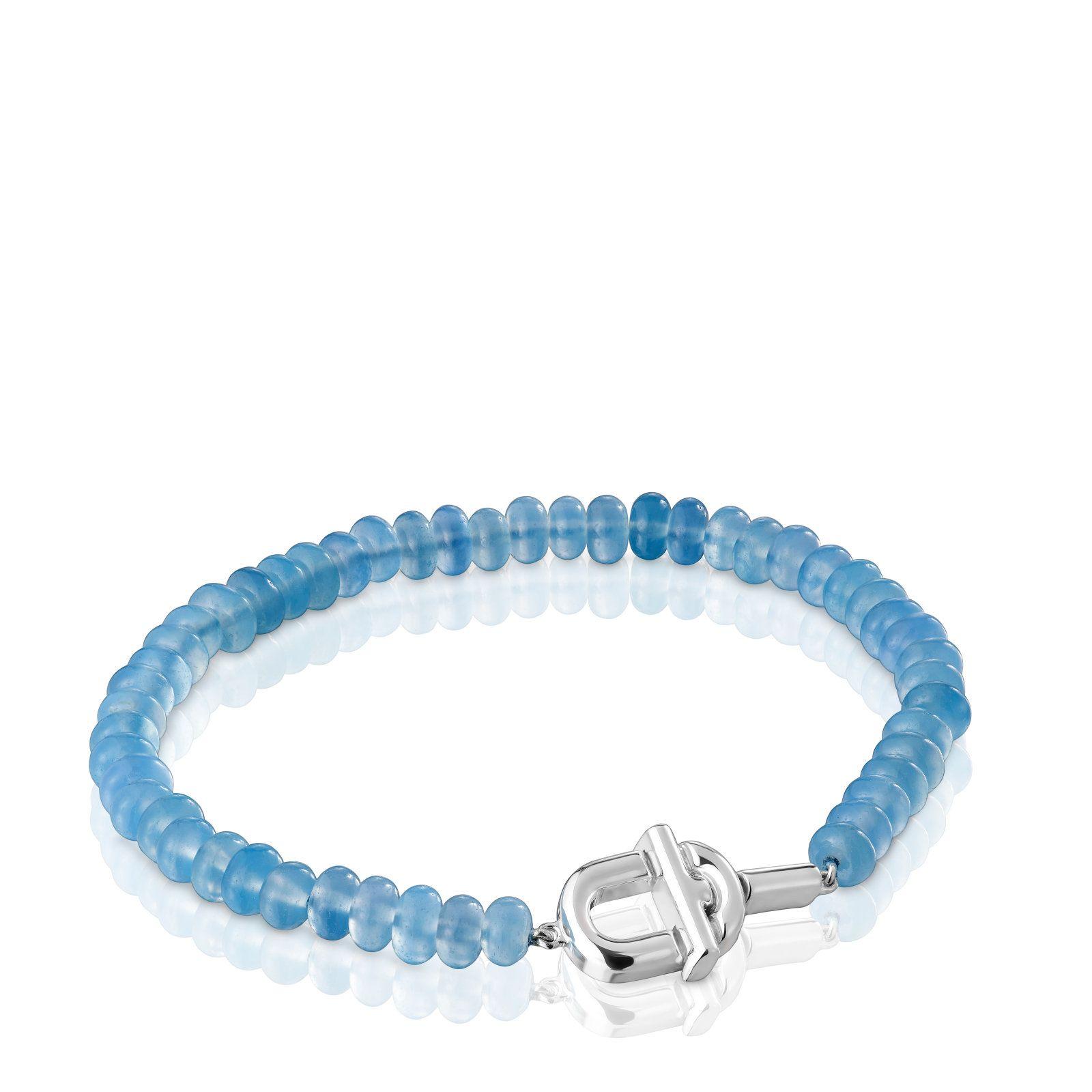 Pulsera de plata y calcedonia tratada azul TOUS MANIFESTO-0