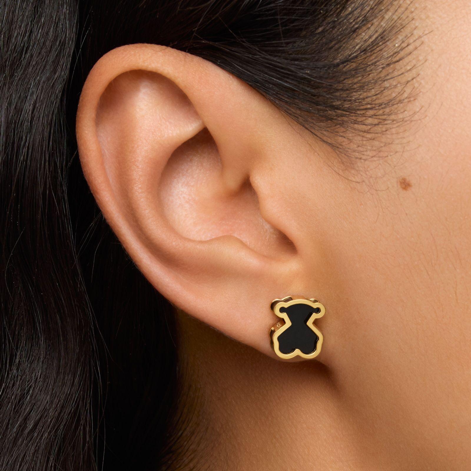 Aros oro 18 kt sobre plata y metacrilato negro Galaxy-5