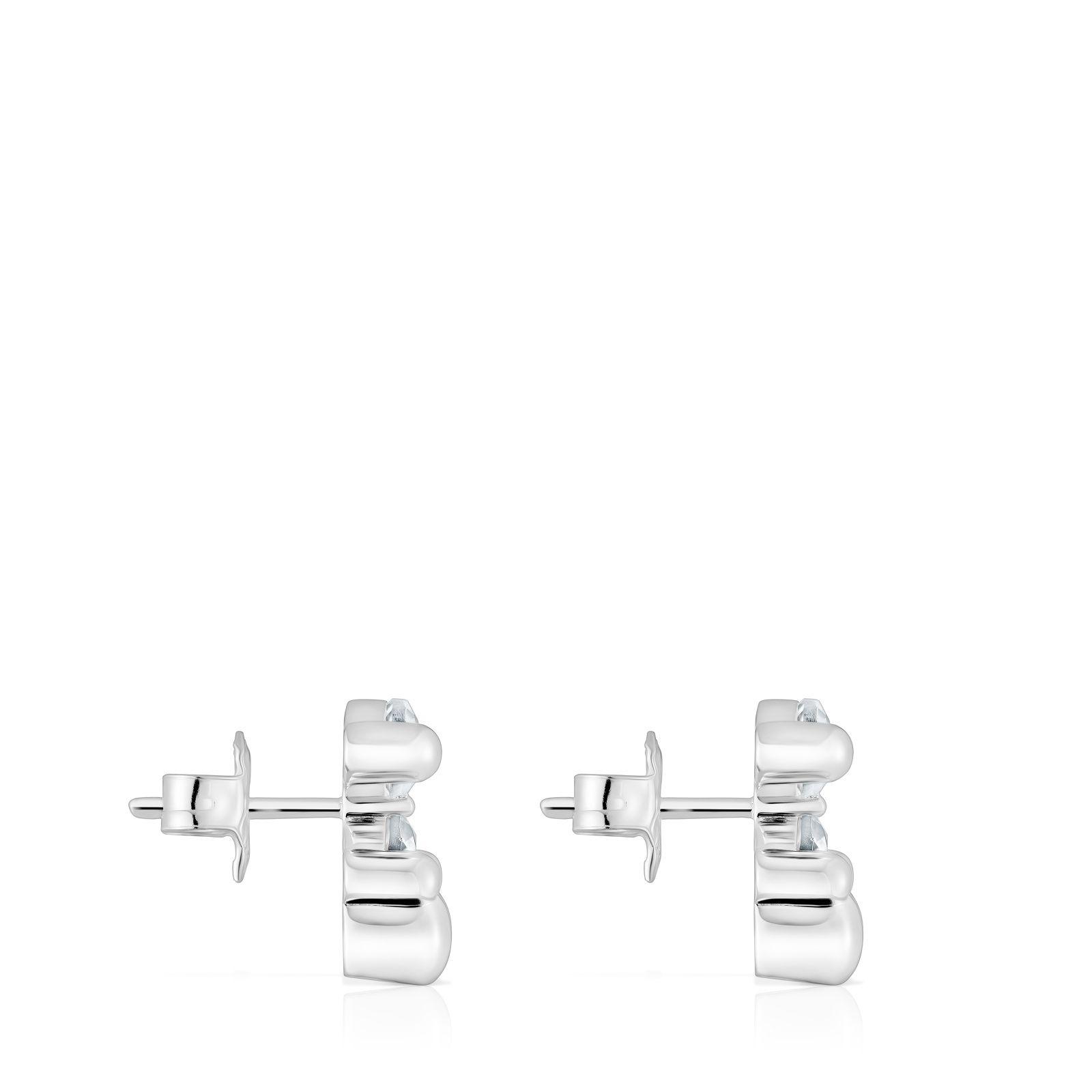 Aros TOUS oso 14 mm en plata y cuarzo cristal-1